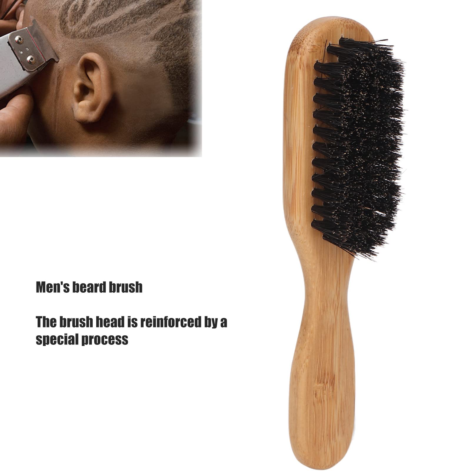 Men's Wooden Beard Brush - Soft Bristles & Bamboo Handle for Home & Travel