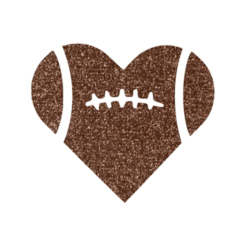 Football Heart Iron-On Transfer - T-Shirt Decal & Sports Patch for DIY Apparel - Quick 5-Minute Application - Perfect Gift for Football Moms (Brown Glitter) - Great for Customizing Jerseys, Bags & Team Spirit Wear