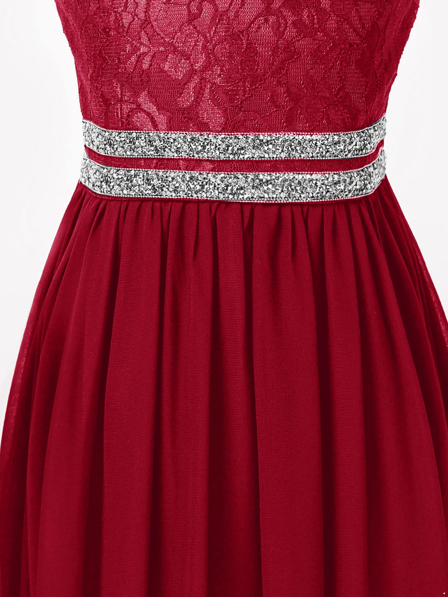 Flower Girls Halter Floral Lace Sleeveless Wedding Party Dress - First Communion Dresses for Girls - Perfect for Weddings, Baptisms & Special Occasions
