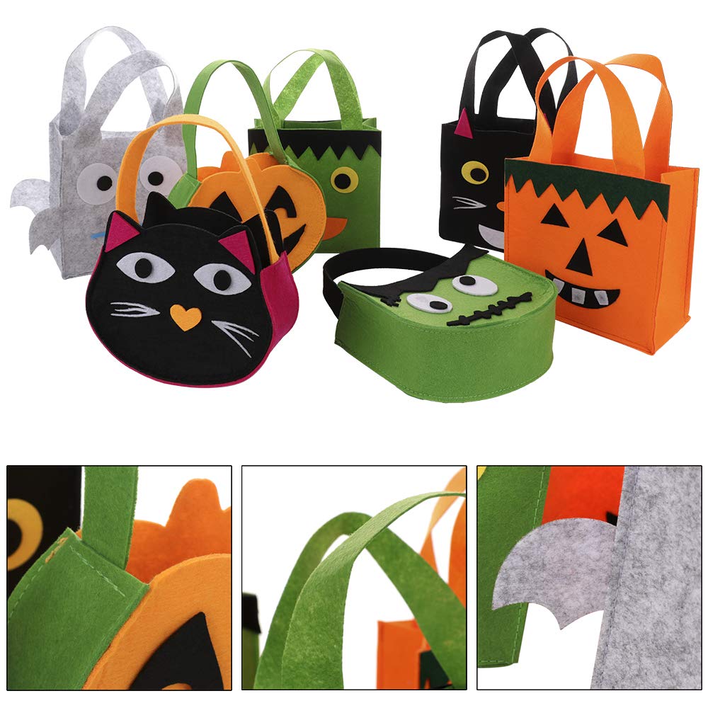 7-Piece Halloween Candy Tote Bags Set - Cute Trick or Treat Baskets for Kids, Halloween Party Favors & Home Decor - Perfect for Candy Collection, Gift Giving & Spooky Decorations