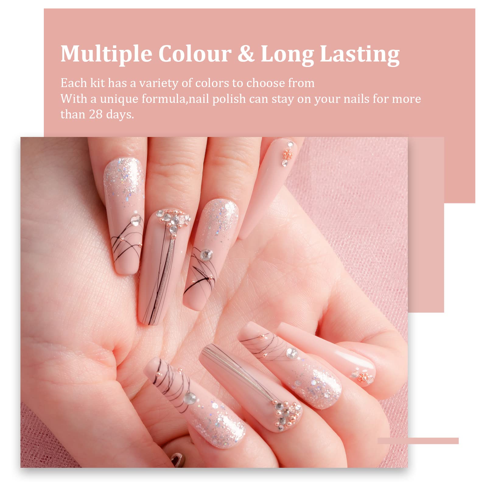 Aokitec 6 Color Gel Nail Polish Kit - 7.5ml Soak Off Nude, Blue, Purple, Red, Pink & Natural Skin Tone Gel Polish Set for DIY Manicure | Home Salon & Christmas Gifts for Women | Perfect for Parties, Weddings & Special Occasions