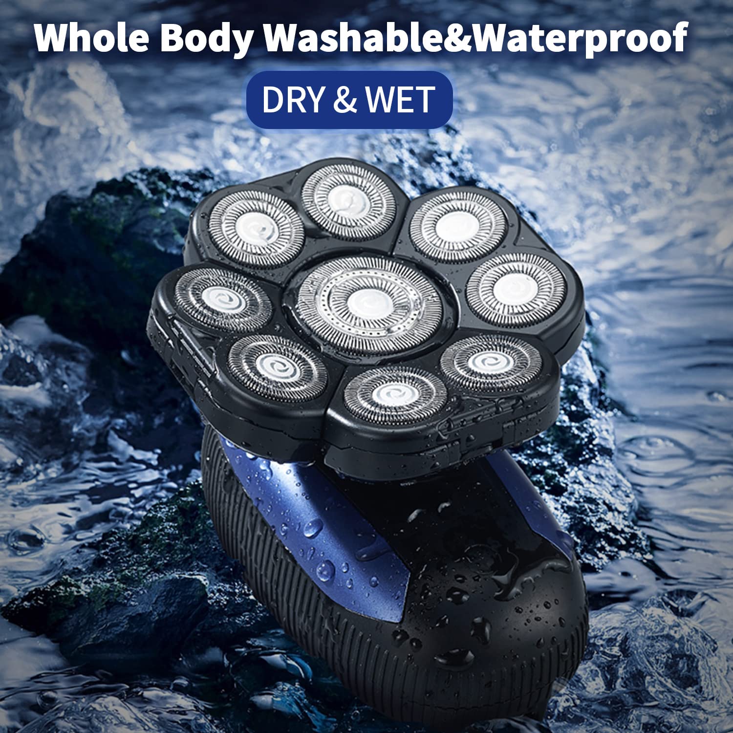 9D Electric Rotary Shaver for Bald Men - Cordless Wet/Dry Head & Beard Shaver - Rechargeable Multifunctional Razor for Balding Men | Perfect for Travel, Gym & Daily Grooming