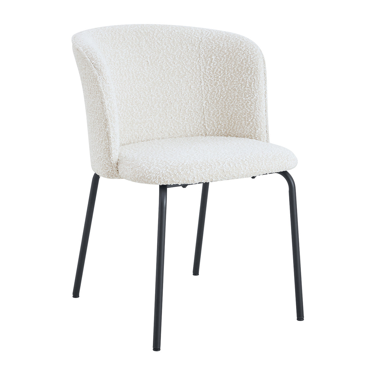 Anita Boucle Dining Chairs Set of 2 - Modern Upholstered Accent Chairs for Kitchen, Dining Room, or Office - Soft Textured Fabric & Sturdy Wooden Legs
