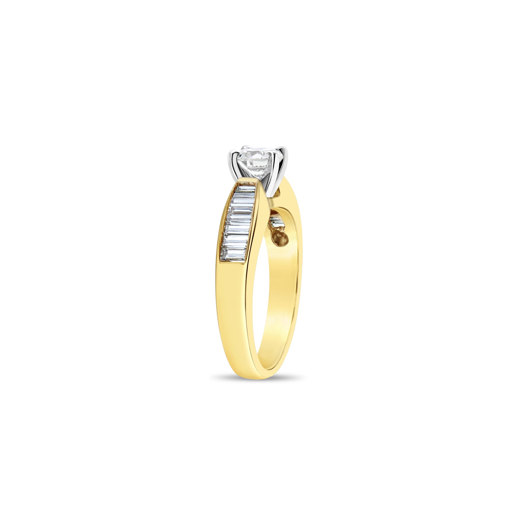 1 Carat Solitaire Diamond Engagement Ring with Baguette Accents - Elegant Wedding Band for Proposals, Anniversaries & Special Occasions