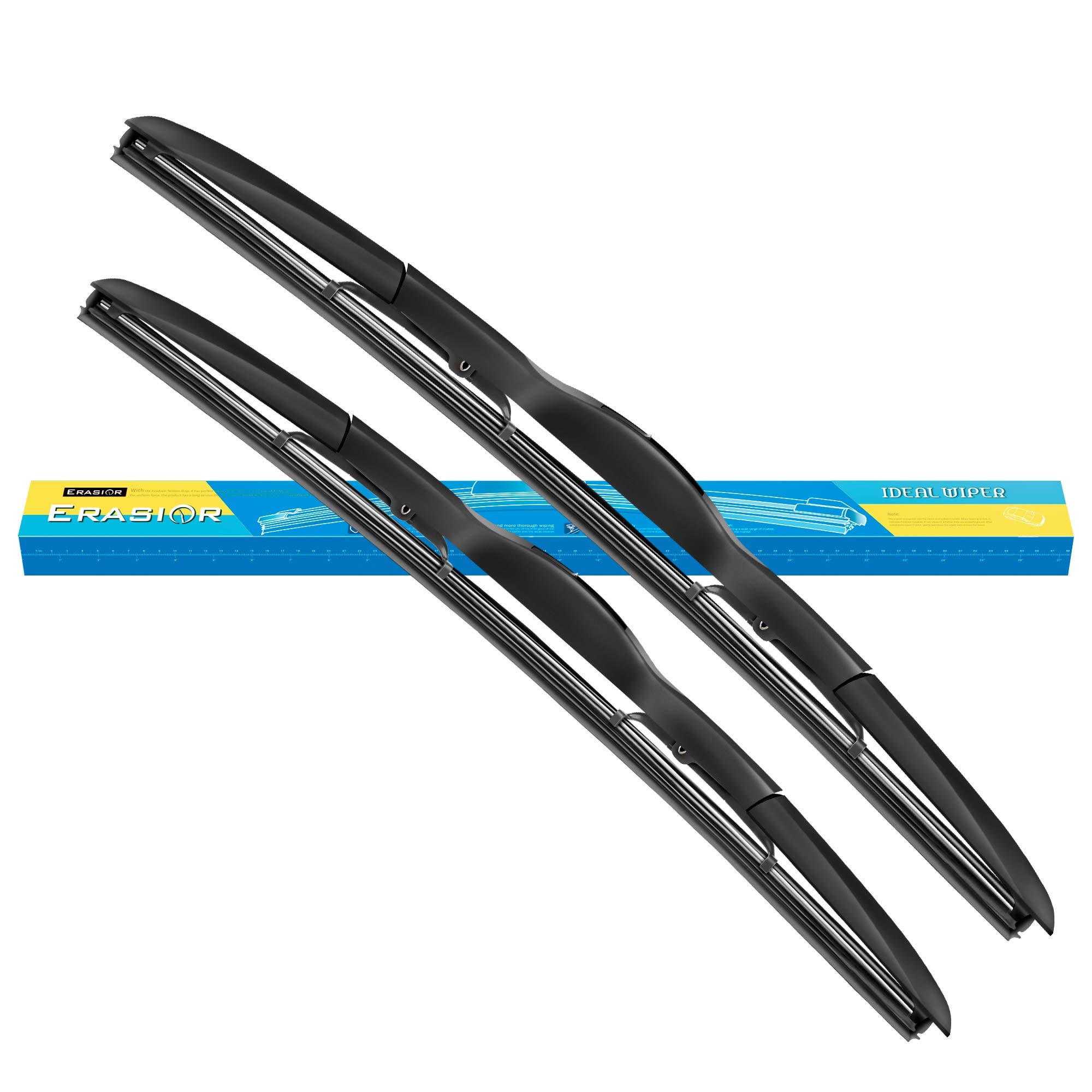 Premium Windshield Wiper Blades for Car Front Window - U Hook & J Hook Adapter Compatible (Set of 2) - All-Weather Performance for Rain, Snow & Harsh Driving Conditions