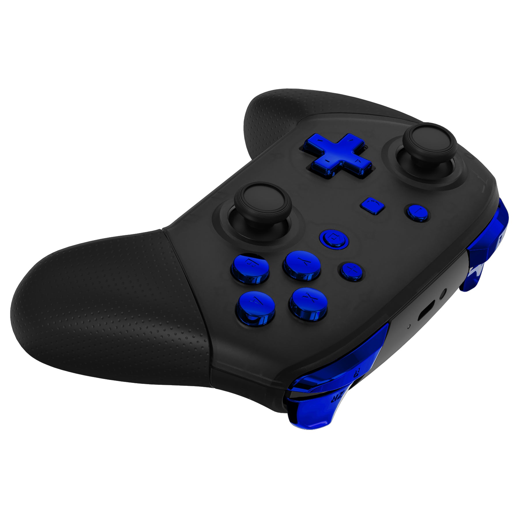 eXtremeRate DIY Replacement Full Set Buttons for Nintendo Switch Pro Controller - Chrome Blue (KRD404) | Upgrade Your Gaming Experience for Competitive Play & Long Sessions