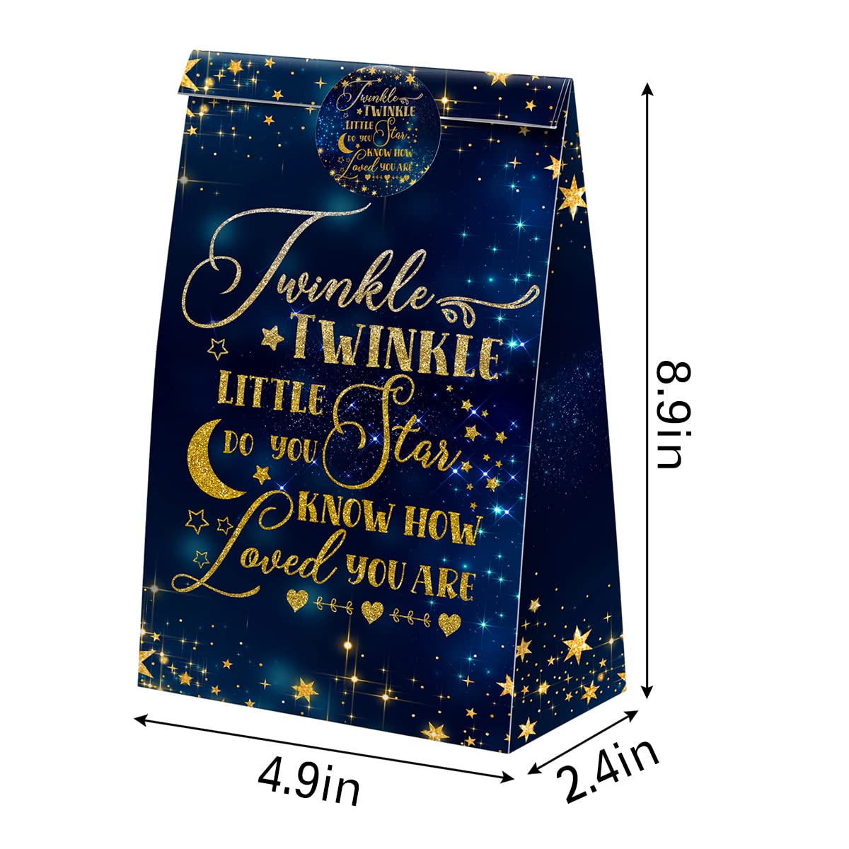 Twinkle Twinkle Little Star Party Favors - 24 Candy Bags with Stickers for Birthday Parties