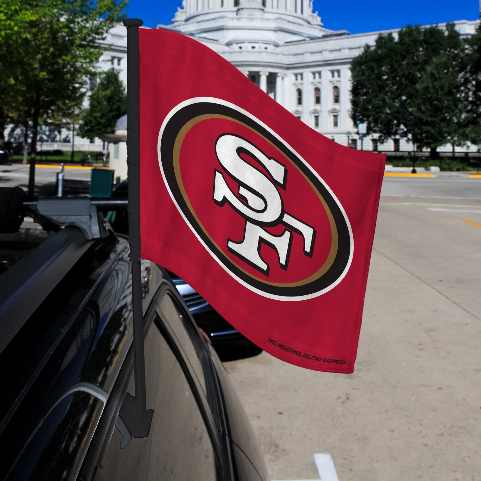NFL Car Flag Double Sided - Officially Licensed Team Logo - Durable Polyester Car Accessory for Game Day Tailgating & Road Trips