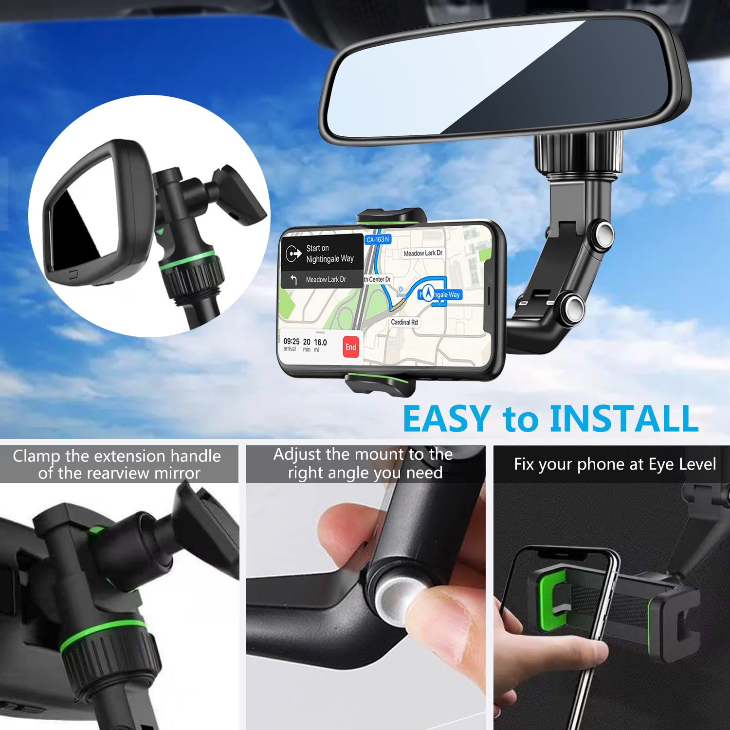 360° Rotating Universal Car Phone Mount Holder for All Smartphones - Secure GPS & Phone Holder for Safe Driving | Perfect for Road Trips, Commuting & Navigation