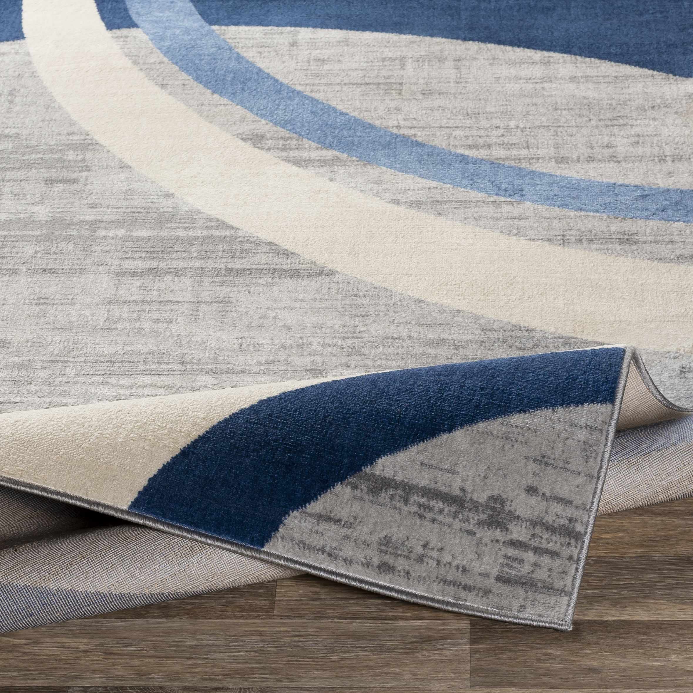 Modern Hauteloom Yeadon Area Rug for Living Room & Bedroom - Blue, Gray, Ivory - 8'10