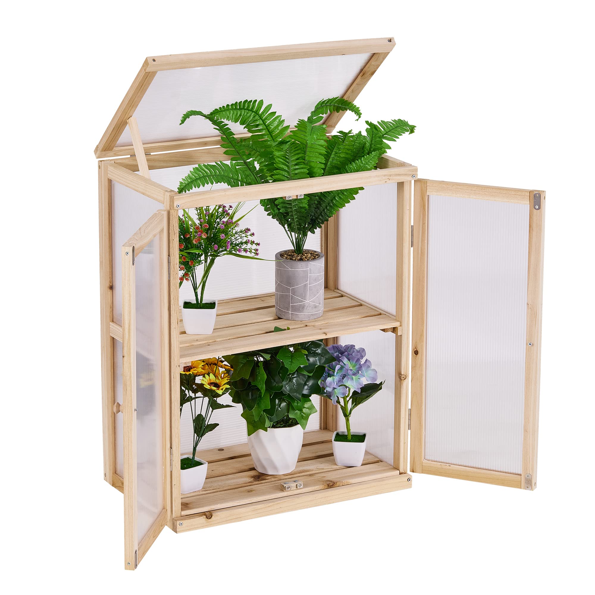 **BIGTREE Wooden Cold Frame Raised Garden Bed - Heavy Duty Foldable Greenhouse Planter for Indoor & Outdoor Use - Patio, Balcony, Backyard, Farmhouse Decor - Perfect for Flowers, Herbs & Vegetables (Style 4)**