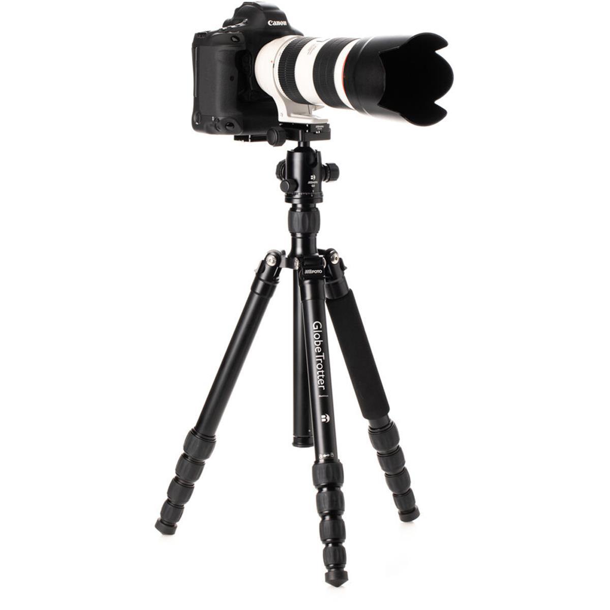 Benro MeFoto GlobeTrotter Aluminum Travel Tripod Kit (Black) - Lightweight Compact Tripod for DSLR Cameras - Perfect for Travel, Hiking & Outdoor Photography