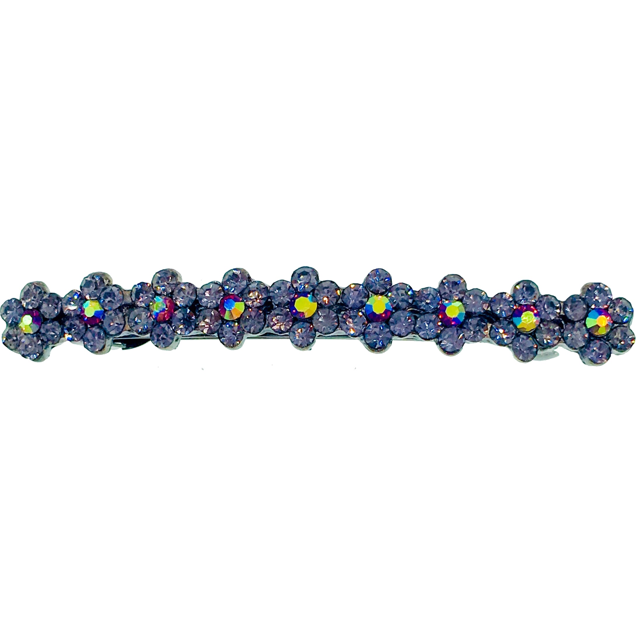 Swarovski Crystal Small Daisy Barrette Hair Clip - Black Base with Blue, Pink, Red, Purple, Green, Gray, Brown & AB Colors | Perfect for Weddings, Parties & Everyday Hair Accessories