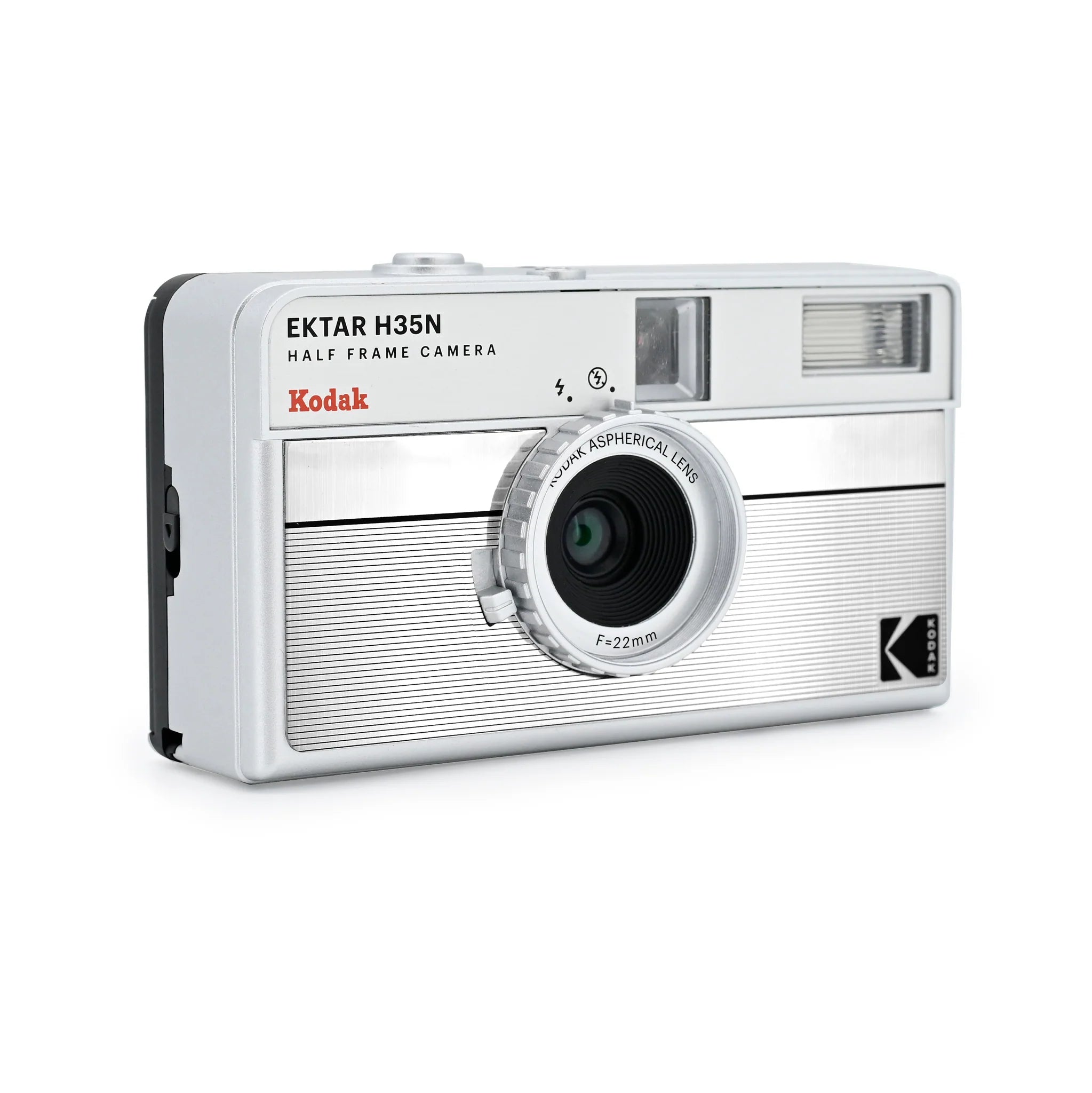 Kodak Ektar H35N Half Frame 35mm Film Camera - Striped Silver | Vintage Style Compact Camera for Travel, Street Photography & Everyday Use