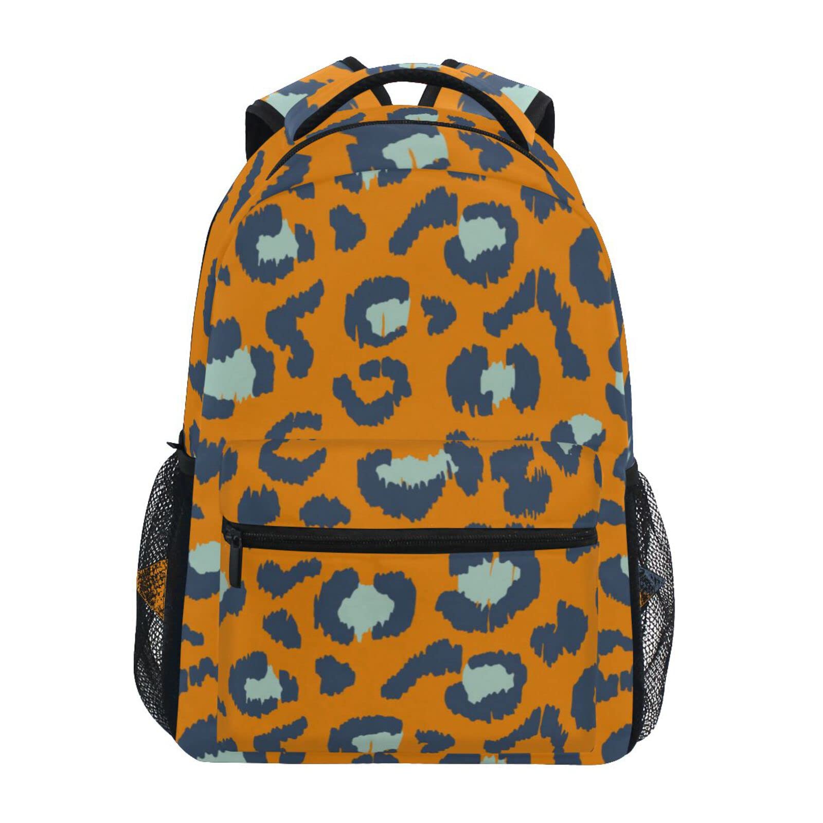 JIPONI Leopard Print Blue Backpack for Girls & Boys - Waterproof School Backpack with Laptop Compartment, Lightweight Bookbag for Travel, College, Work & Daily Use