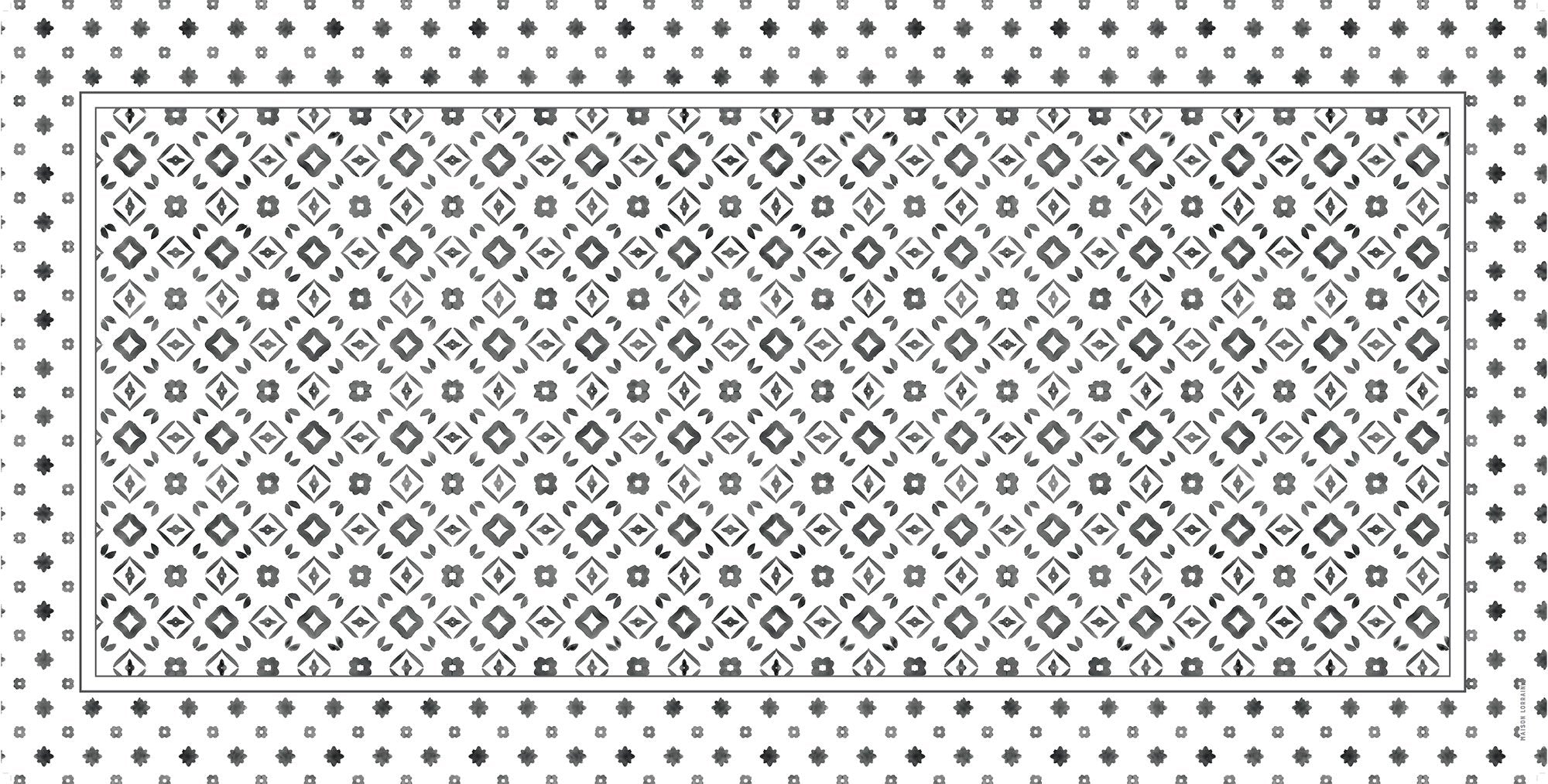 Maison Lorrain Monogram Vinyl Floor Mat - Large Size, Non-Slip Kitchen Rug for Entryway, Laundry Room & Bathroom