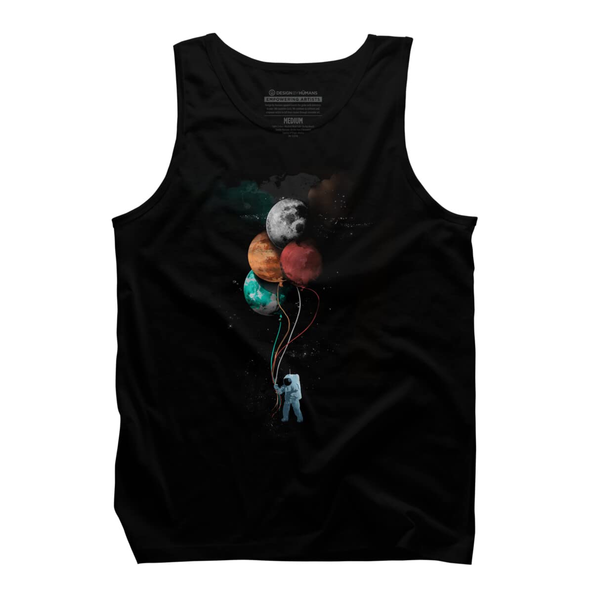 Design By Humans Men's The Spaceman's Trip by Gloopz Graphic Tank Top - Space Themed Casual Tee for Summer, Gym & Streetwear