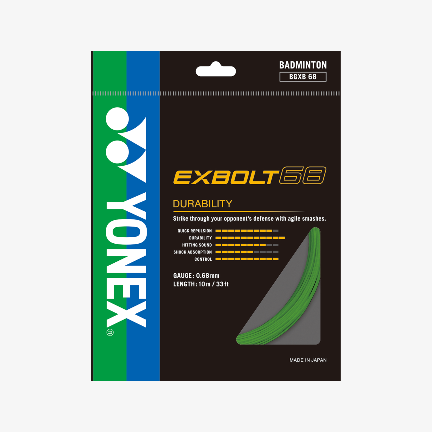 Yonex Exbolt 68 Badminton String - 10m Length, 6 Color Options | High Performance String for Competitive Play & Training