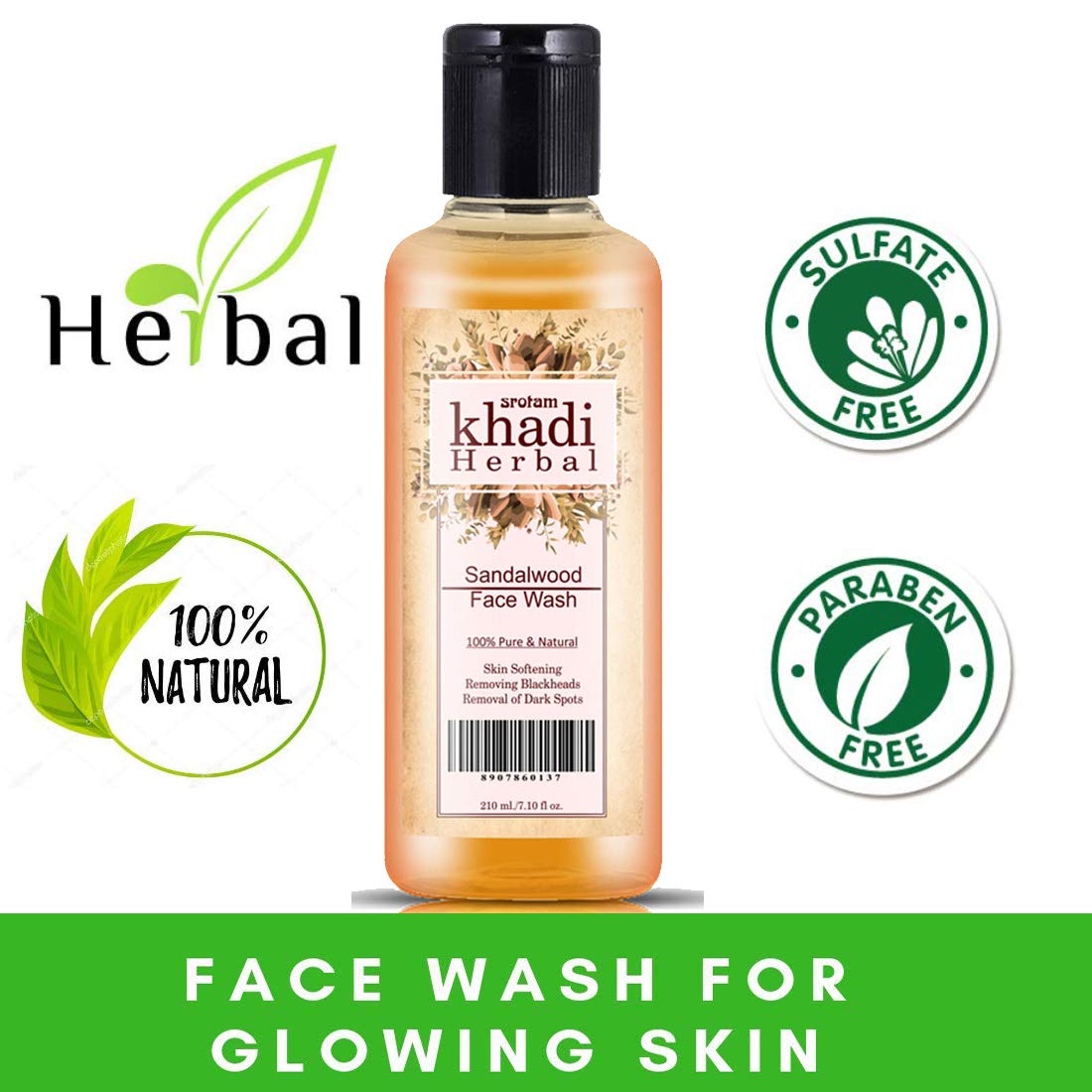 Refreshing Sandalwood Face Wash for Men & Women - Oil Control Facial Cleanser for Oily Skin (210ml) | Deep Cleansing & Pore Minimizing | Perfect for Daily Skincare Routine & Post-Workout Refresh