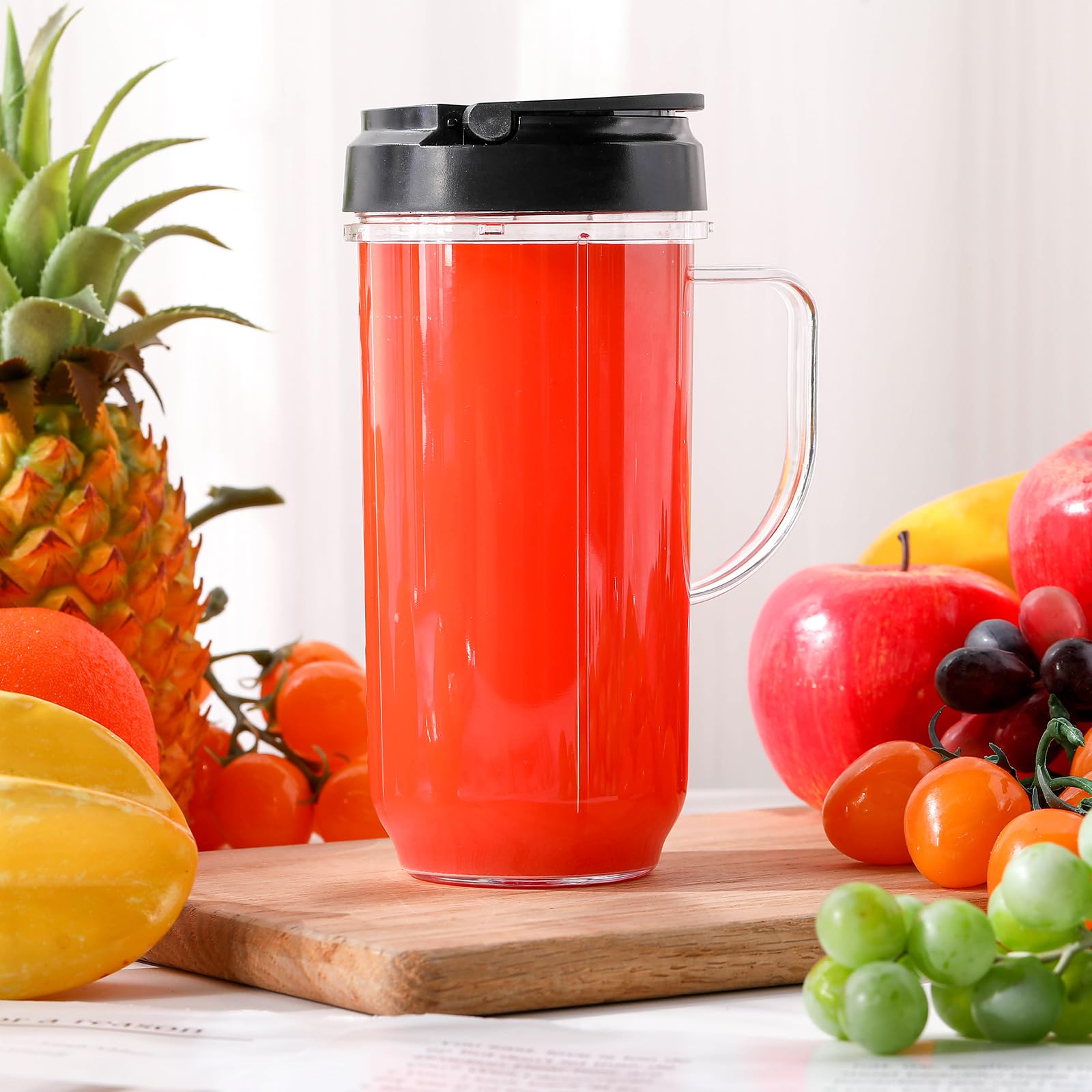 Nuenen 6-Piece Bullet Blender Cup Set - 22oz Large Replacement Cups with Flip Top Lid & Handle - Compatible with Most Bullet Blenders - Perfect for Smoothies, Protein Shakes & Meal Prep - BPA-Free Juicer Mixer Accessories