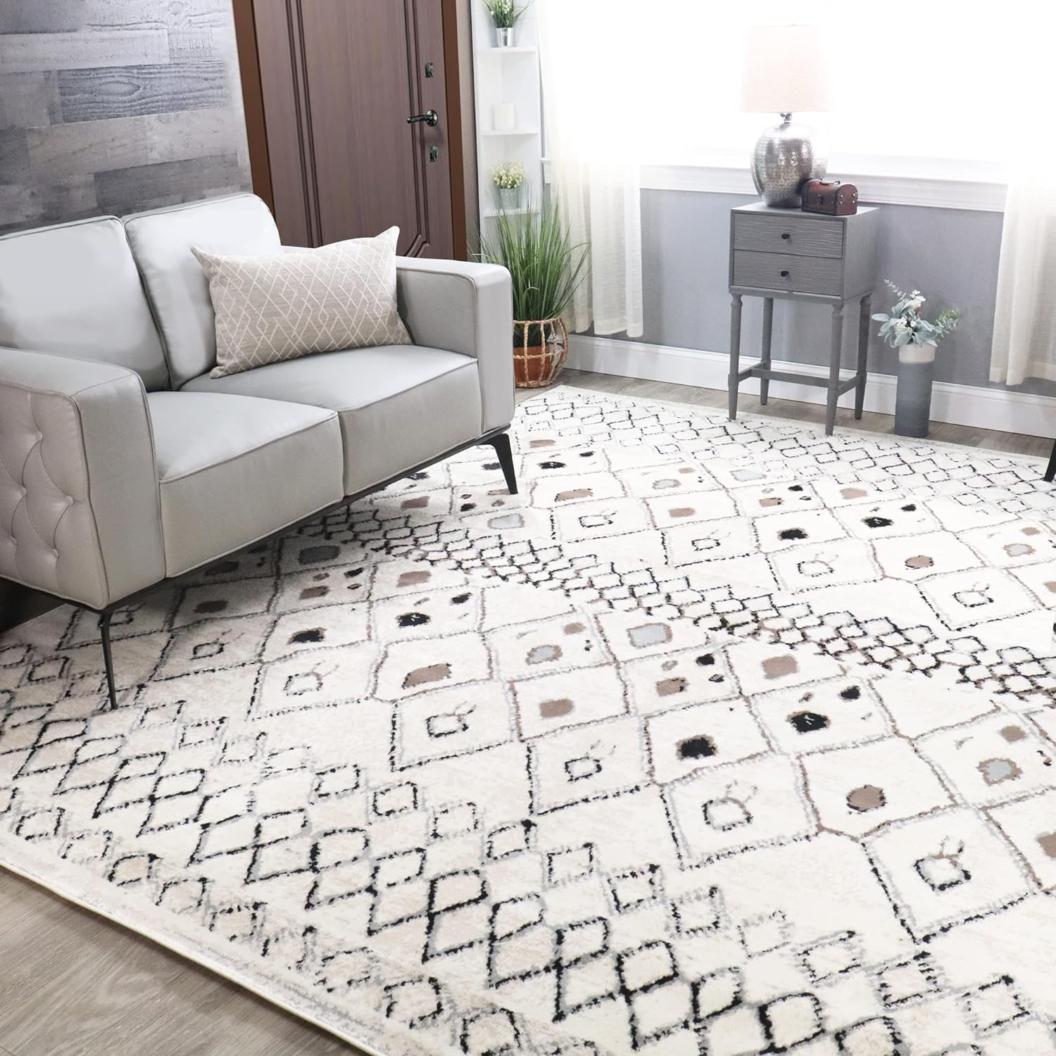 Flintstone Diamond Trellis Bohemian Style Indoor Area Rug & Runner - Perfect for Living Room, Bedroom, or Boho Home Decor