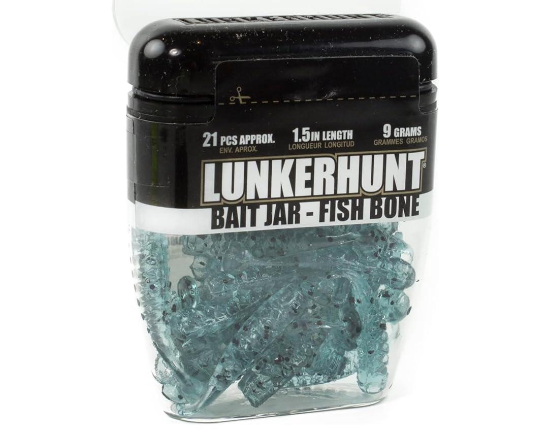 LUNKERHUNT Scented Fishing Bait Jar - 1.5 Inch Durable Soft Plastic Lures for Bass, Trout & Pike | Long-Lasting Attractant for Ice Fishing & Freshwater Angling | Reusable Artificial Bait for All Seasons