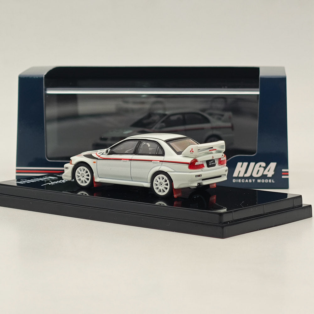 1/64 Scale Mitsubishi Lancer GSR Evolution VI Diecast Model Car - White HJ642033CW | Collectible Hobby Japan Miniature for Car Enthusiasts & Display Showcase