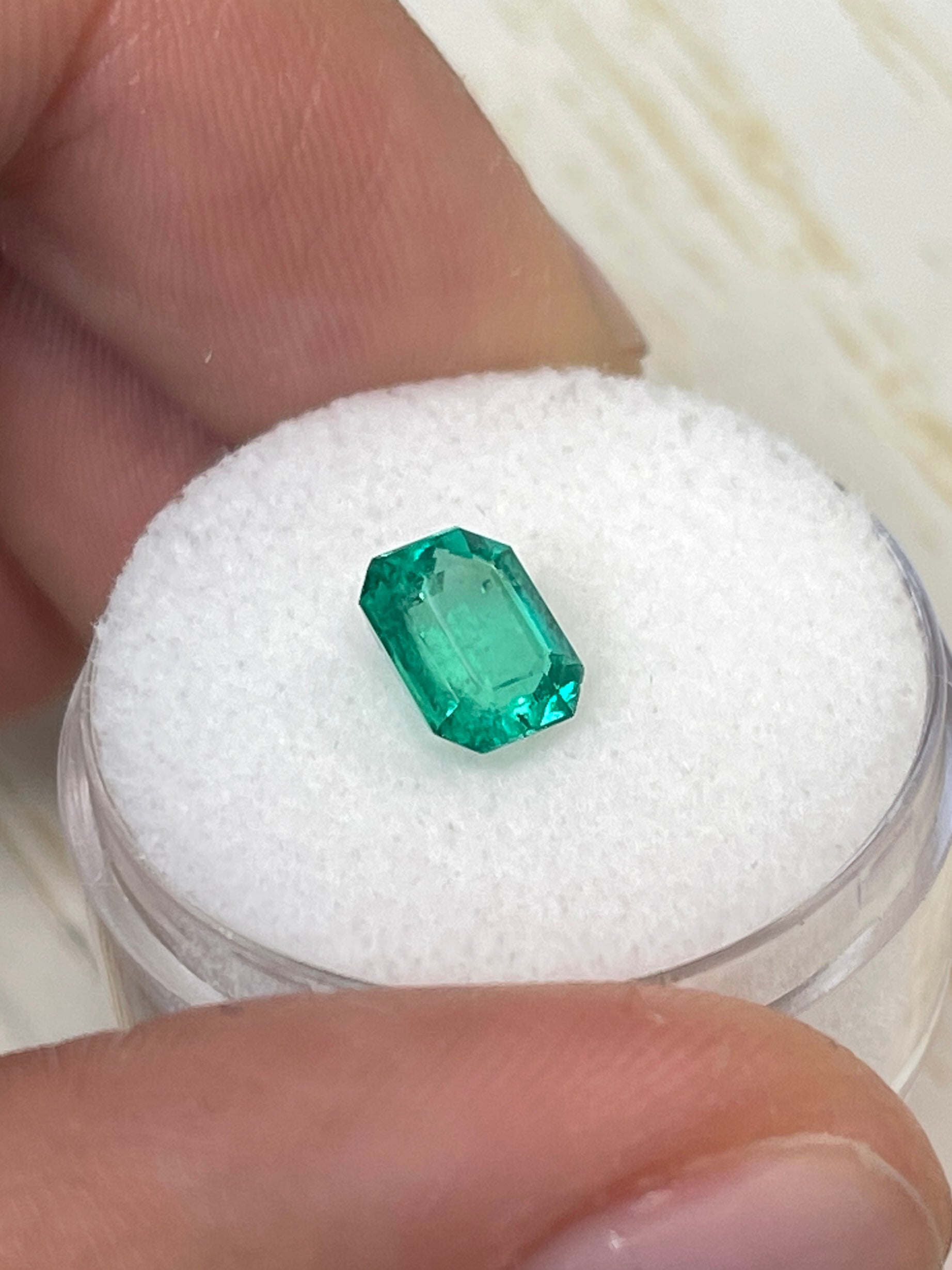1.69 & 1.30 Carat Bluish Green Loose Colombian Emeralds - 7.5x6mm Emerald Cut Gemstones for Jewelry Making & Engagement Rings