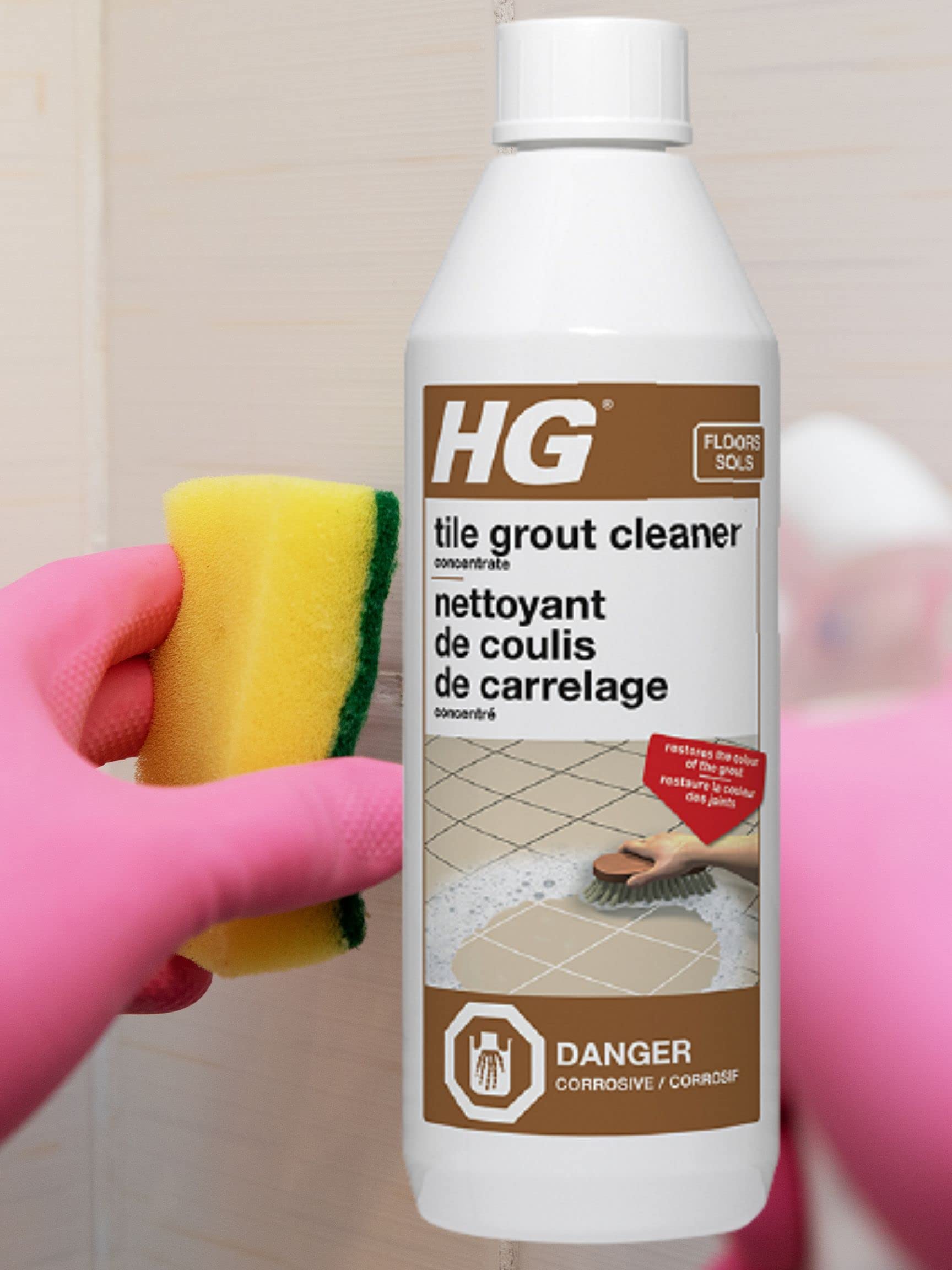Grout Cleaner 500ml - Powerful Tile & Grout Stain Remover for Bathroom, Kitchen & Shower - Deep Cleaning Formula for Tough Stains & Dirt