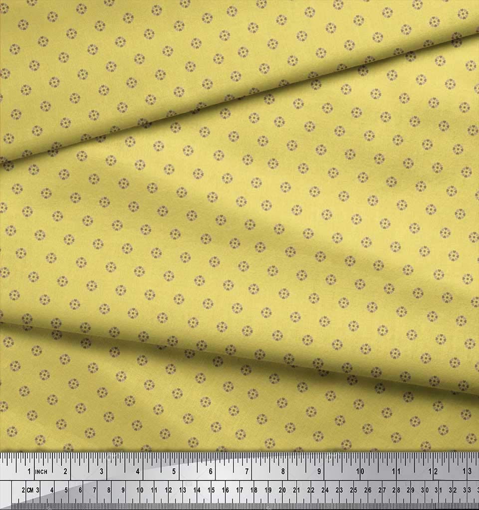 Soimoi Rayon Yellow Fabric by The Yard - 42 Inch Wide Dotted Heart Printed Shirting Material for DIY Dresses, Blouses & Quilting - Playful Romantic Cotton Blend Fabric for Sewing & Craft Projects