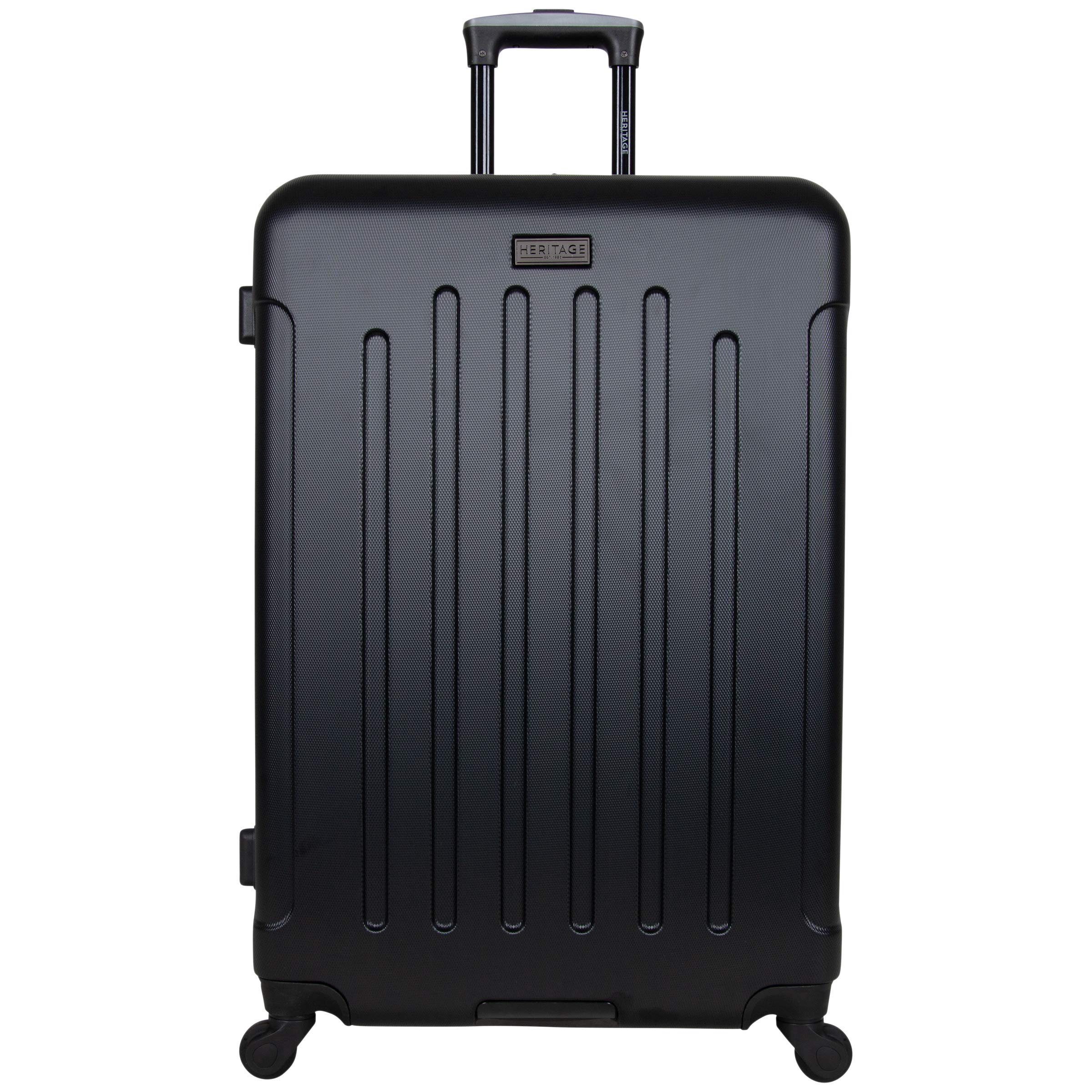 Heritage Lincoln Park 28-Inch Lightweight Durable Hardside Luggage with 4-Wheel Spinner for Travel, Black Checked Suitcase - Perfect for Airplane Check-In, Family Vacations & International Trips