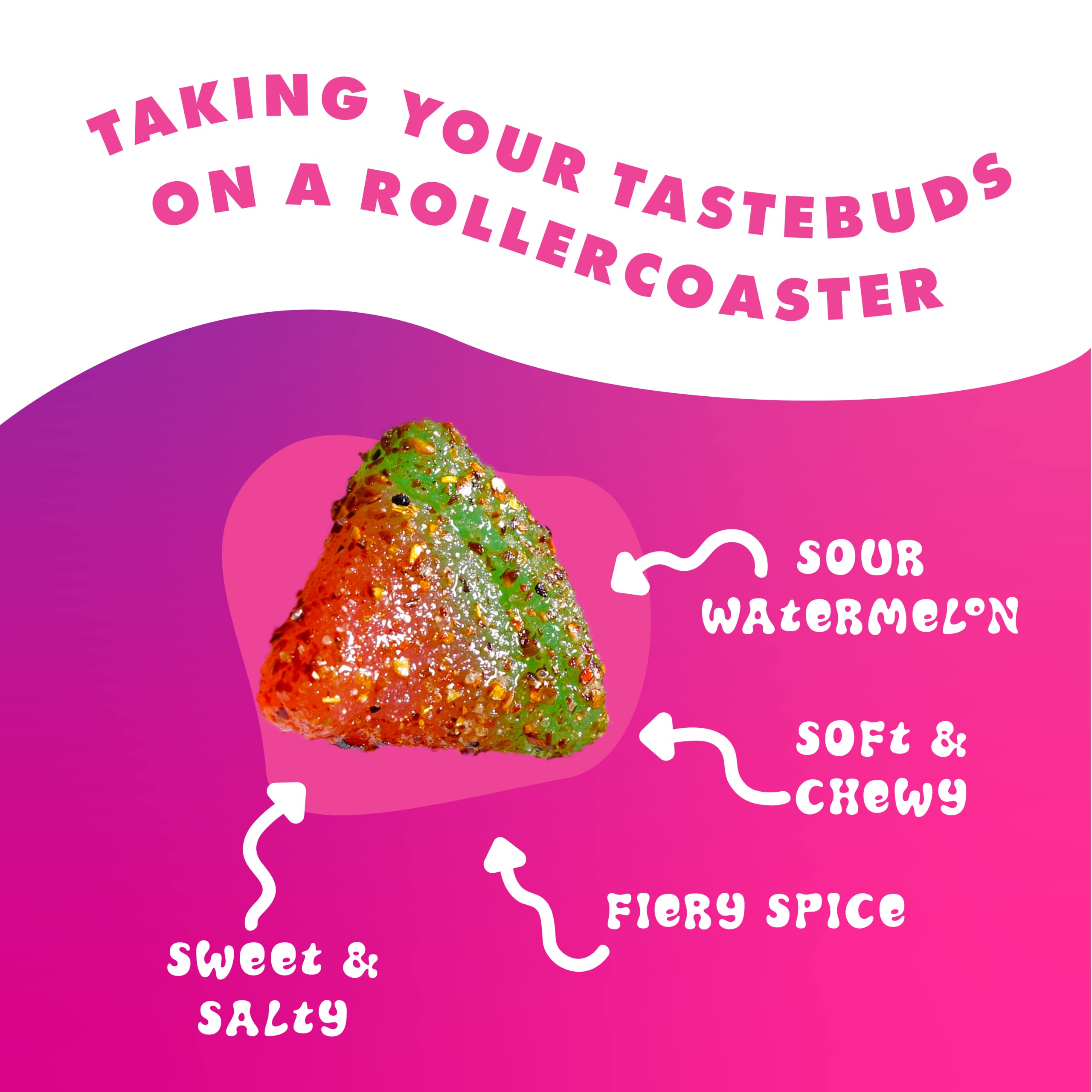 Chili Chews Sweet & Spicy Gummy Candy Bites - Watermelon Flavor, 4 Pack | Sour & Spicy Snacks for All Ages | Perfect for Parties, Movie Nights & On-the-Go Treats