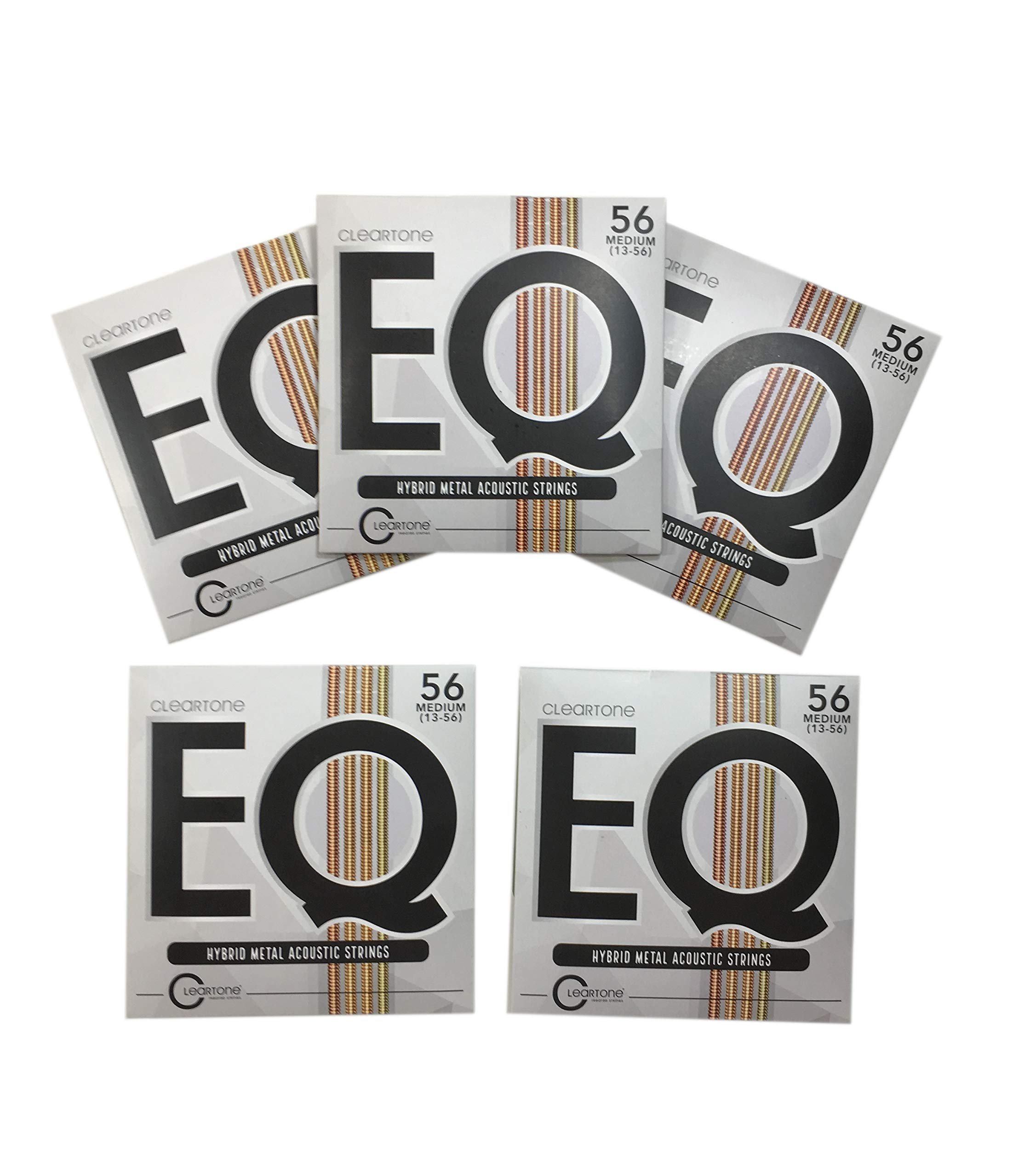 Cleartone EQ Acoustic Guitar Strings - Hybrid Metal Blend Medium Gauge 13-56 (5-Pack) | Bright Tone & Longevity for Stage & Studio Performances