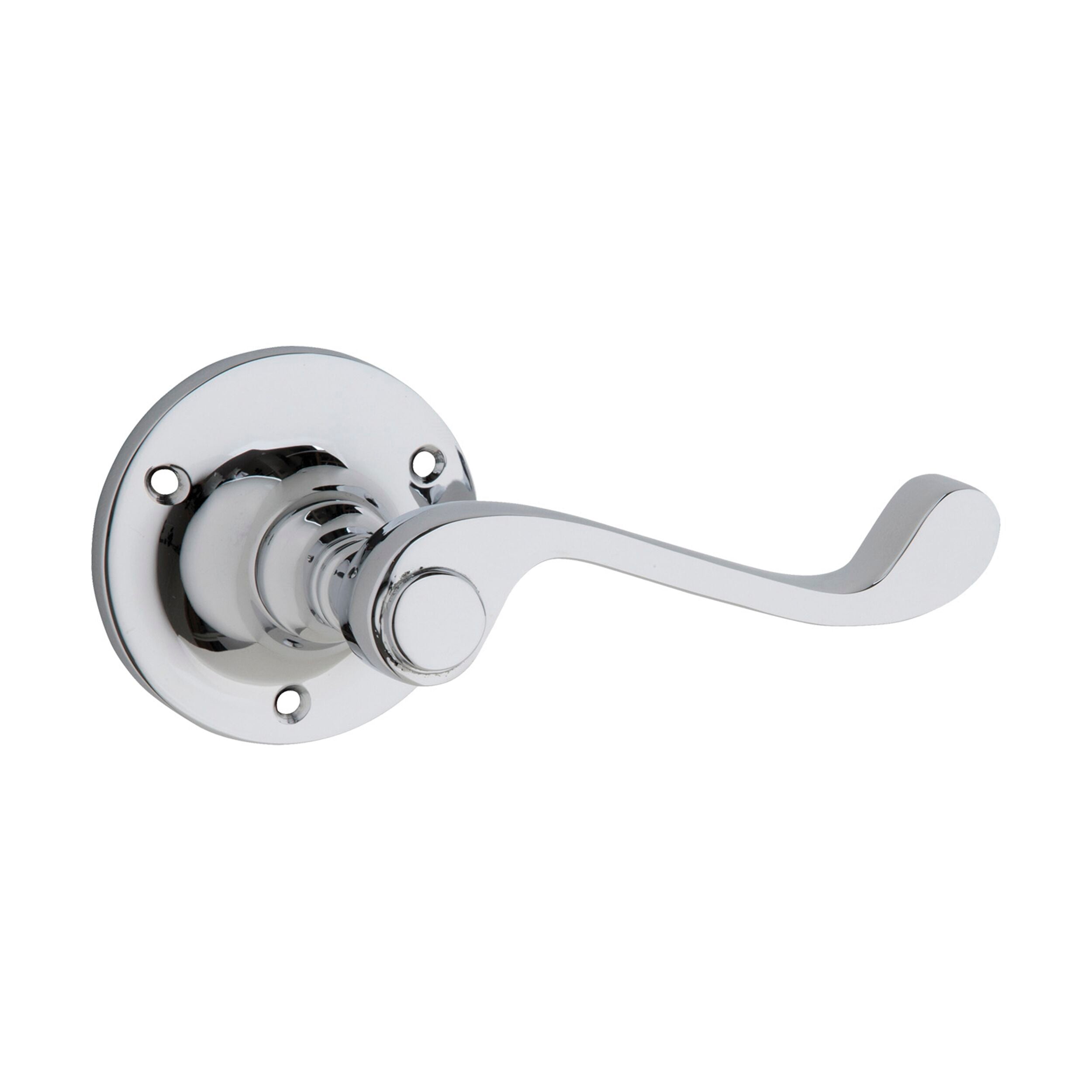 Milton Round Rose Door Lever Pair - Chrome Plated (D63xP68mm) - Perfect for Bedroom, Bathroom & Interior Doors