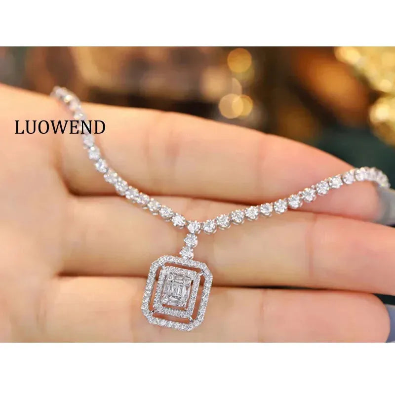 18K White Gold Diamond Necklace for Women - 1.2 Carat Natural Diamond Pendant, Luxury Shiny Party Jewelry, Perfect for Weddings, Anniversaries & Special Occasions