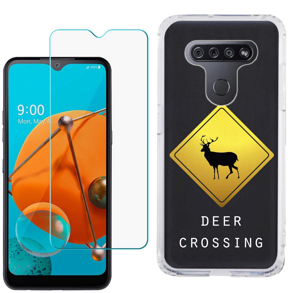 LG K51 Case with Tempered Glass - Slim TPU Gel Cover for Protection | Outdoor Use
