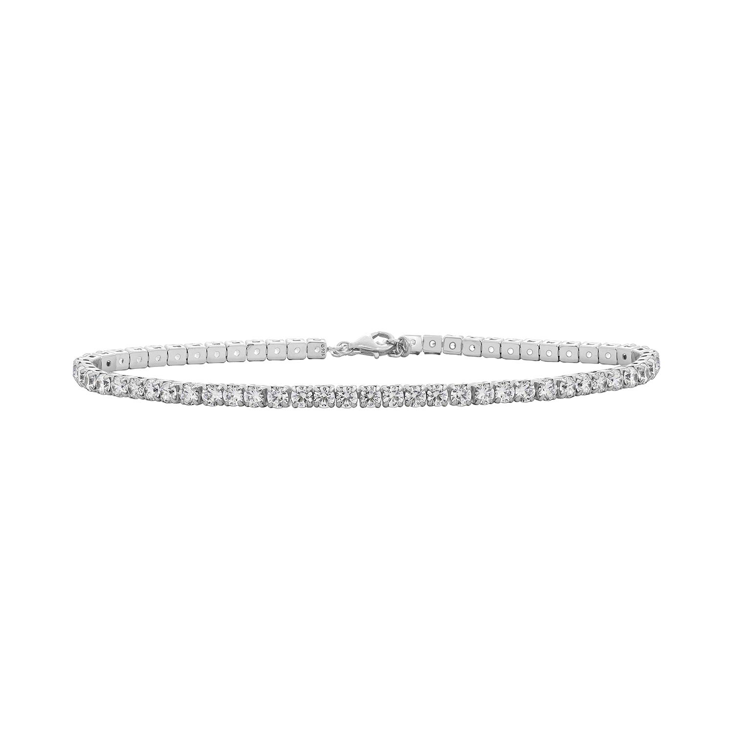 14K Yellow Gold or Rhodium Plated Sterling Silver Cubic Zirconia Anklet Bracelet - Adjustable 7