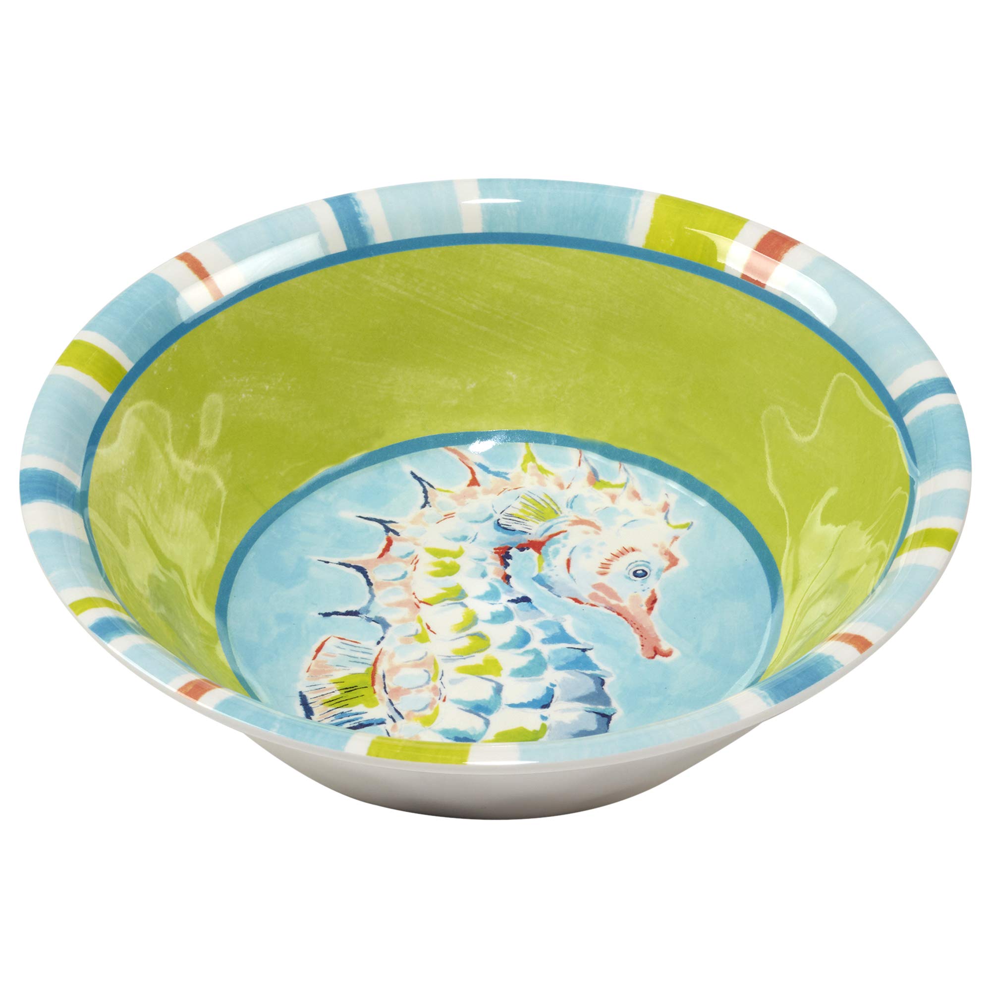 Certified International 12-Piece Melamine Dinnerware Set - Deep Sea Design, Service for 4, Durable & Shatterproof Plates & Bowls - Perfect for Outdoor Dining, Picnics, and Beach Parties