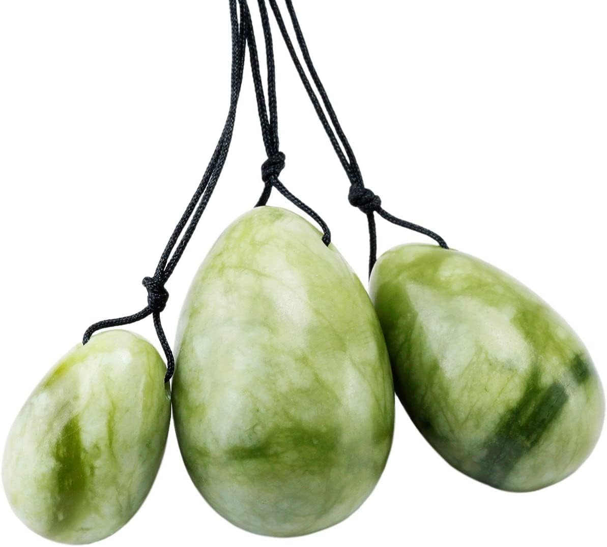 3-Piece Premium YONI Green Jade Egg Set – Authentic Jade Massage Balls for Women's Pelvic Floor Exercise, Muscle Training & Relaxation | Crystal Therapy Stones for Vaginal Wellness, Stress Relief & Holistic Healing – Perfect for Yoga, Meditation & Self-Care Routines