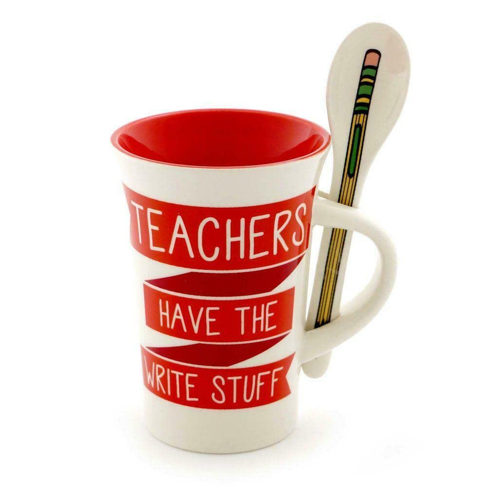 Our Name is Mud Teacher Ceramic Mug with Spoon - 14 oz Inspirational Coffee Cup for Educators, Perfect Gift for Teachers - Ideal for Classroom, Office or Home Use