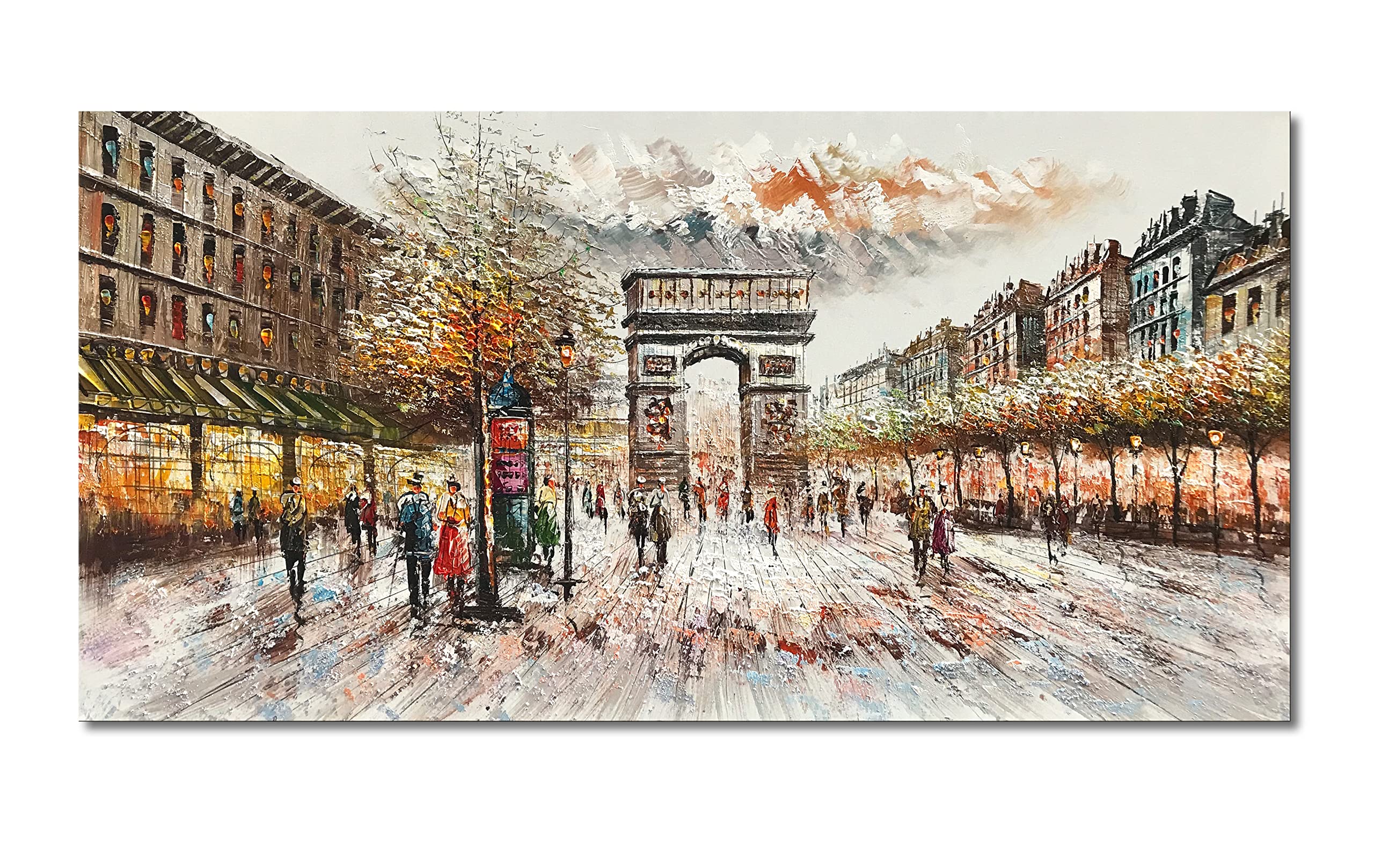 Diathou 24x48 Classic Dreamy Street Scenes & Romantic City Garden Paintings - Modern Wall Art for Living Room, Bedroom & Office Decor - Perfect for Home, Workspace & Gift Giving