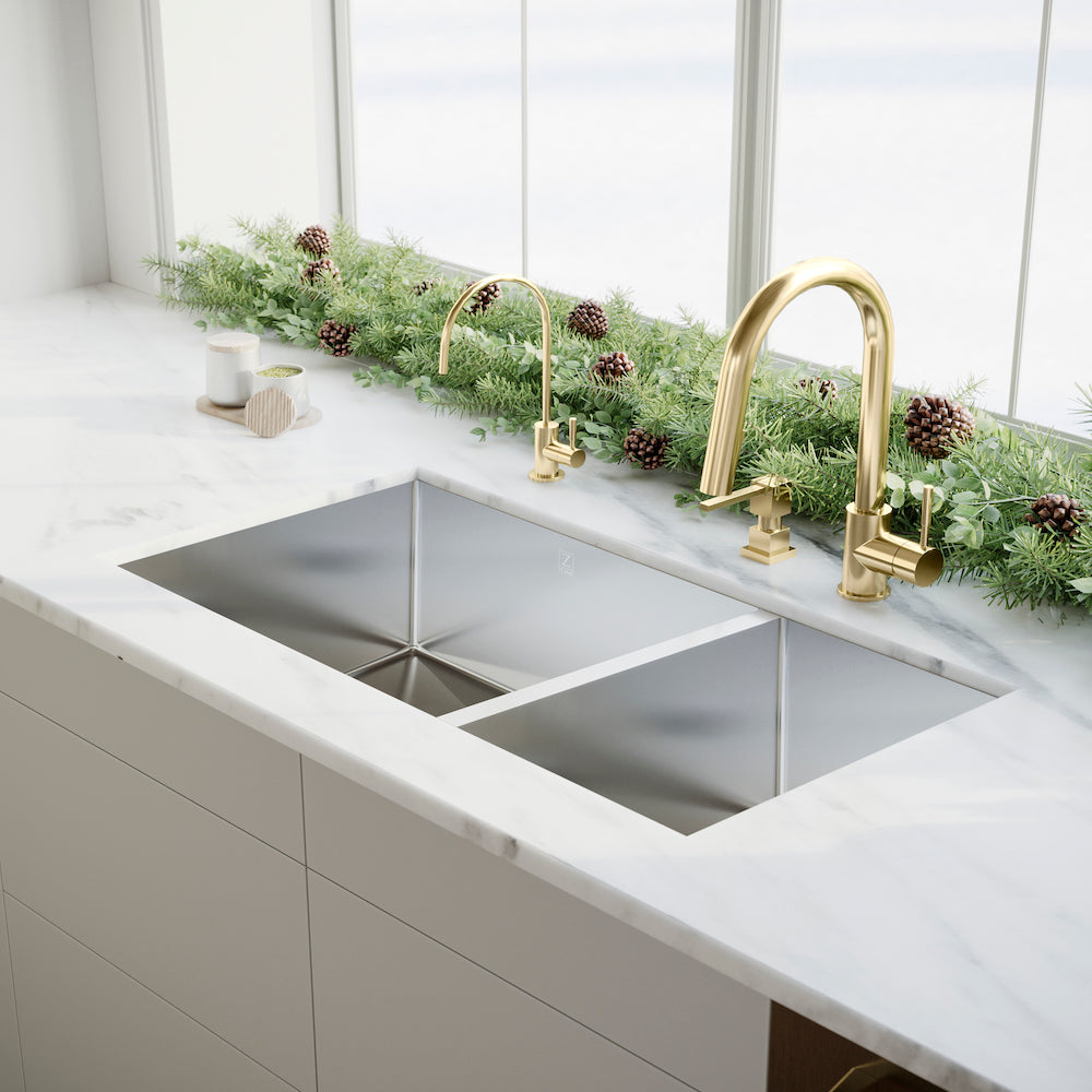 ZLINE Polished Gold Faucet Soap Dispenser (FSD PG) - Touchless Automatic Liquid Soap Dispenser for Kitchen & Bathroom Sink, Modern Home Decor Accessory
