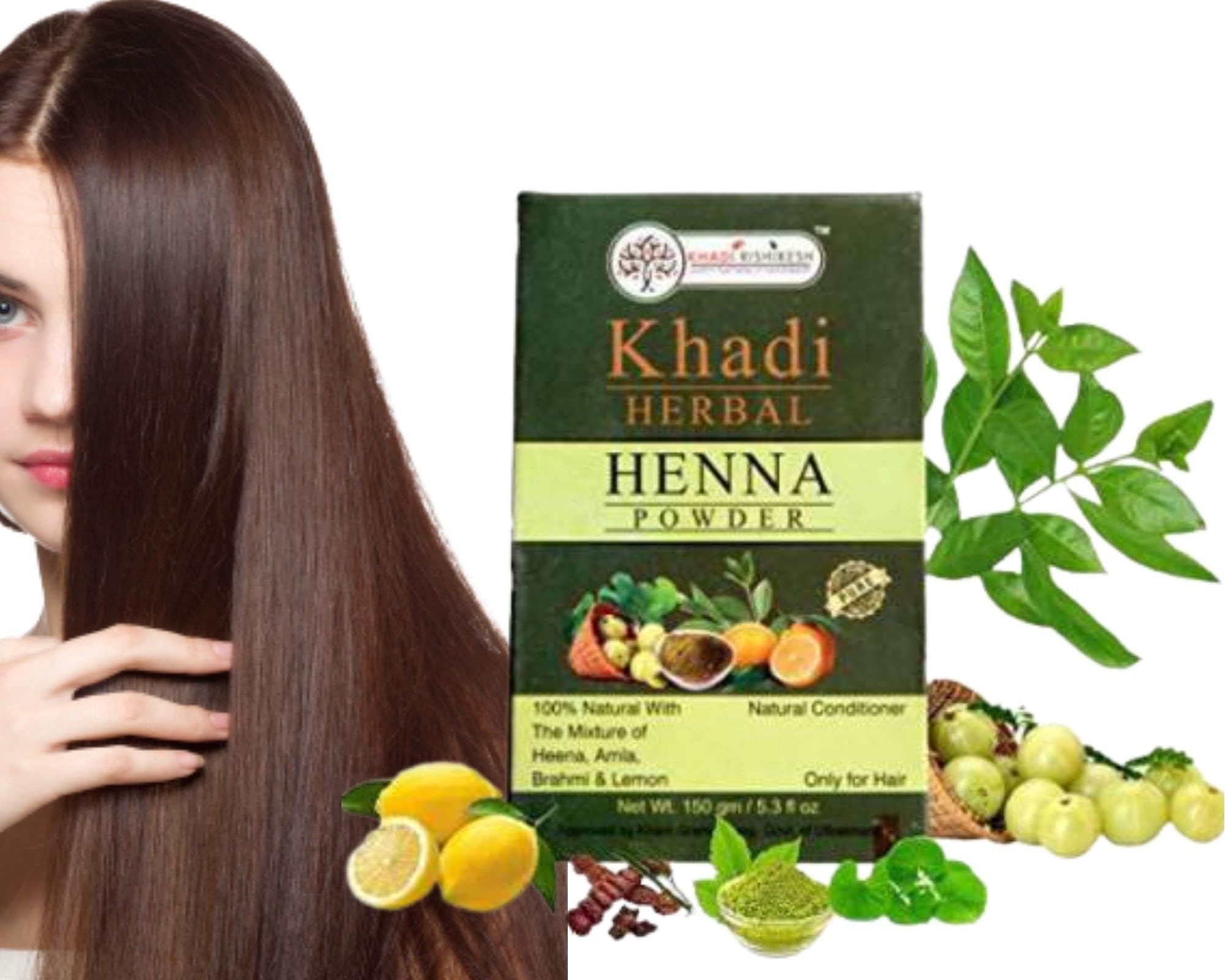 KHADI RISHIKESH 100% Natural Ayurvedic Henna Hair Powder with Amla, Shikakai & Herbs - Organic Hair Conditioner for Men & Women, Reduces Dandruff & Enhances Color (150g) | Perfect for Natural Hair Care, Coloring & Scalp Treatment at Home