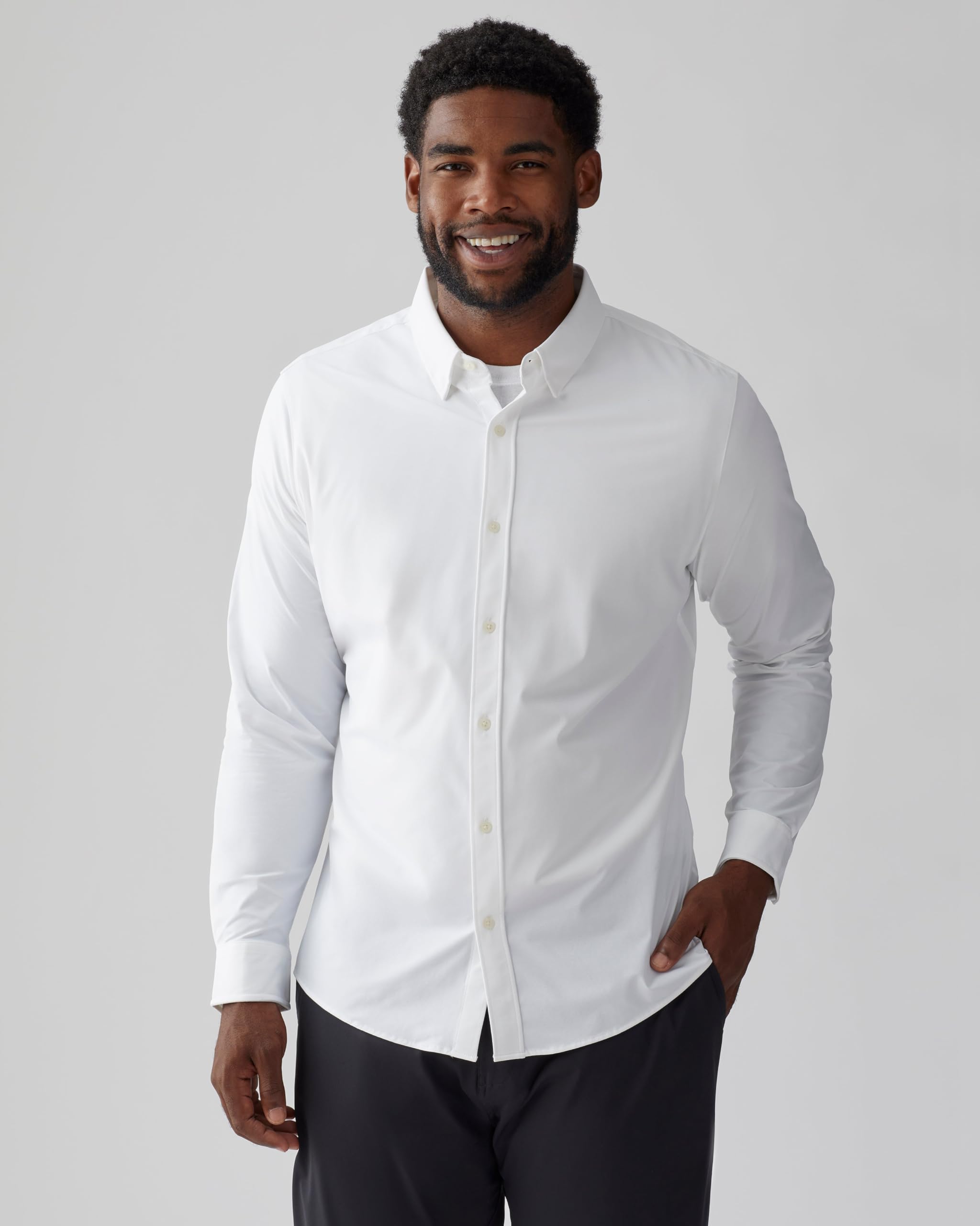 Rhone Men's Commuter Performance Dress Shirt - Wrinkle Resistant Slim Fit Button Down Shirt for Business & Travel - Machine Washable Office & Casual Wear