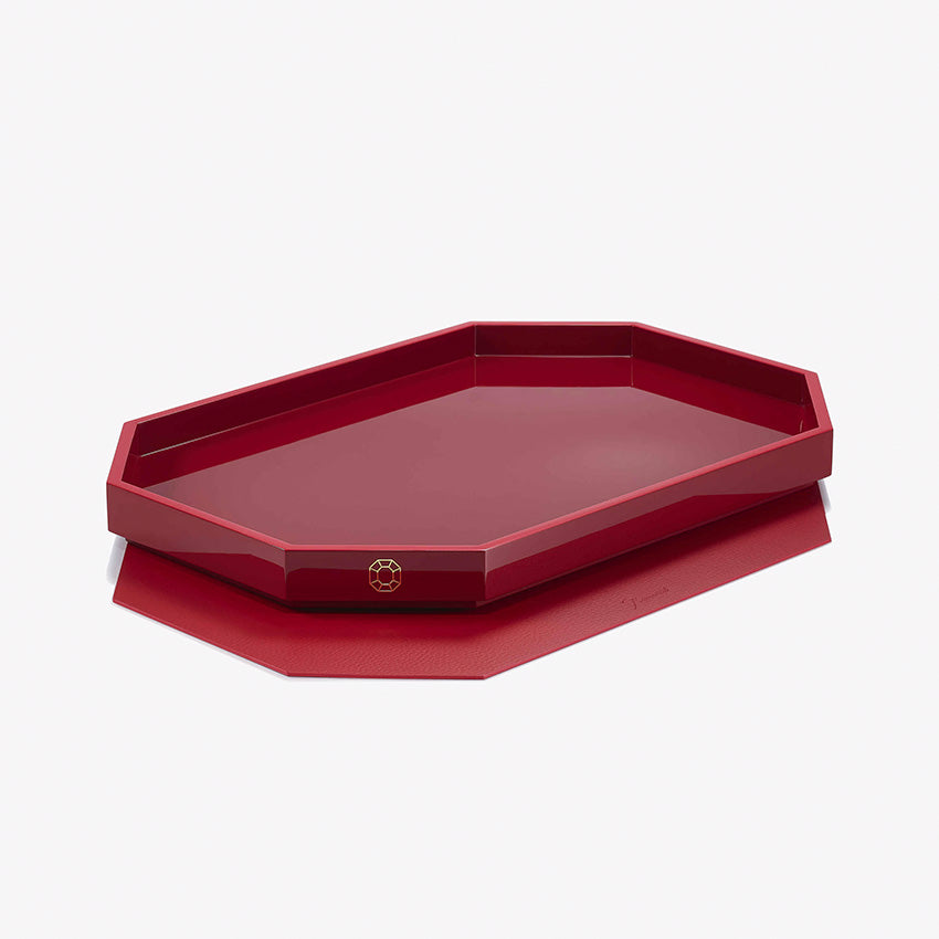 Baccarat Octogone Lacquer Tray - Luxury Decorative Serving Tray for Home, Office & Gift Giving - Elegant Design for Cocktails, Jewelry & Display