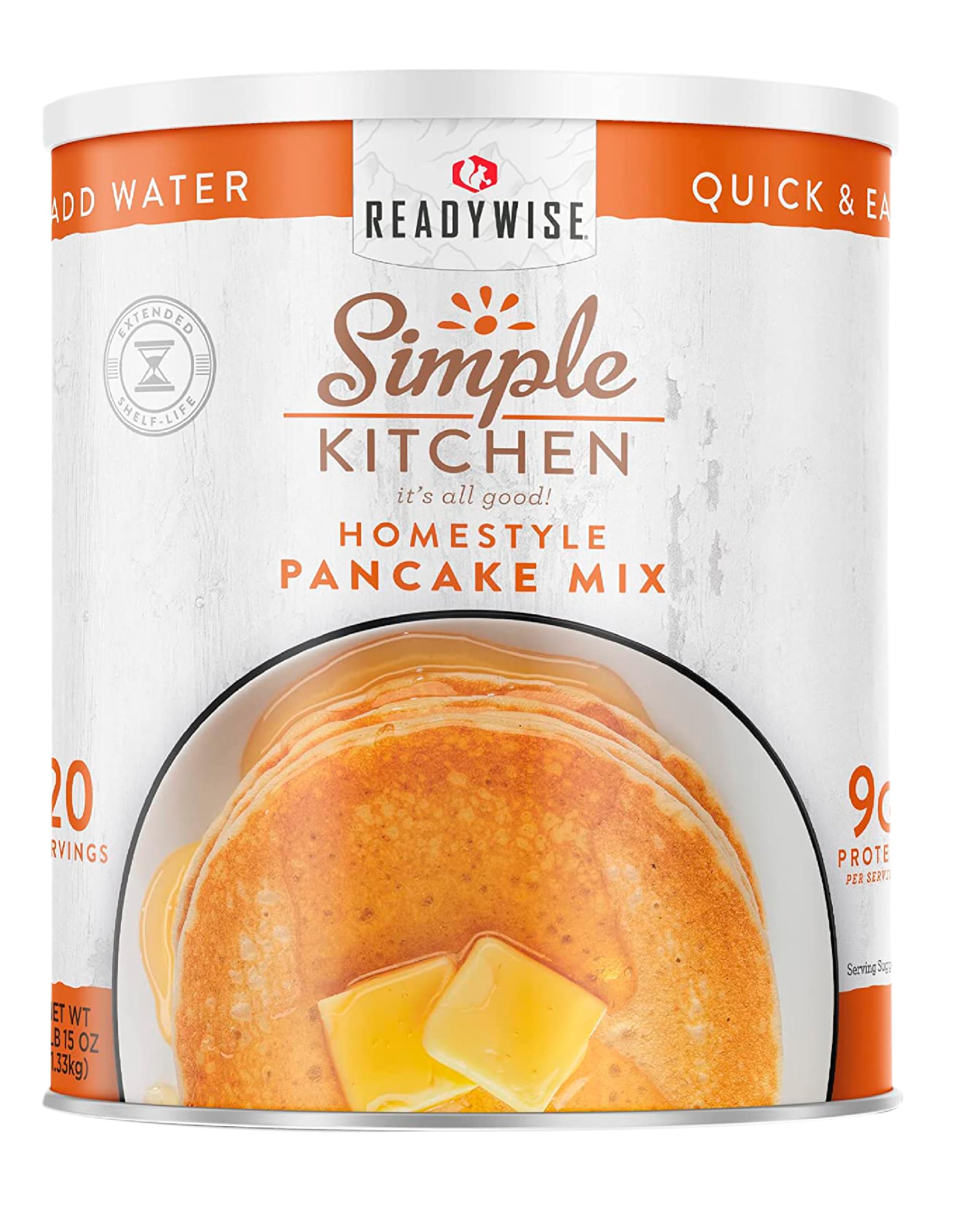 READYWISE Simple Kitchen Pancake Mix - 20 Servings, Emergency Food Supply, Survival Food, Baking Essentials for Breakfast (Pancakes & Waffles) | Perfect for Camping, Emergency Preparedness & Quick Morning Meals