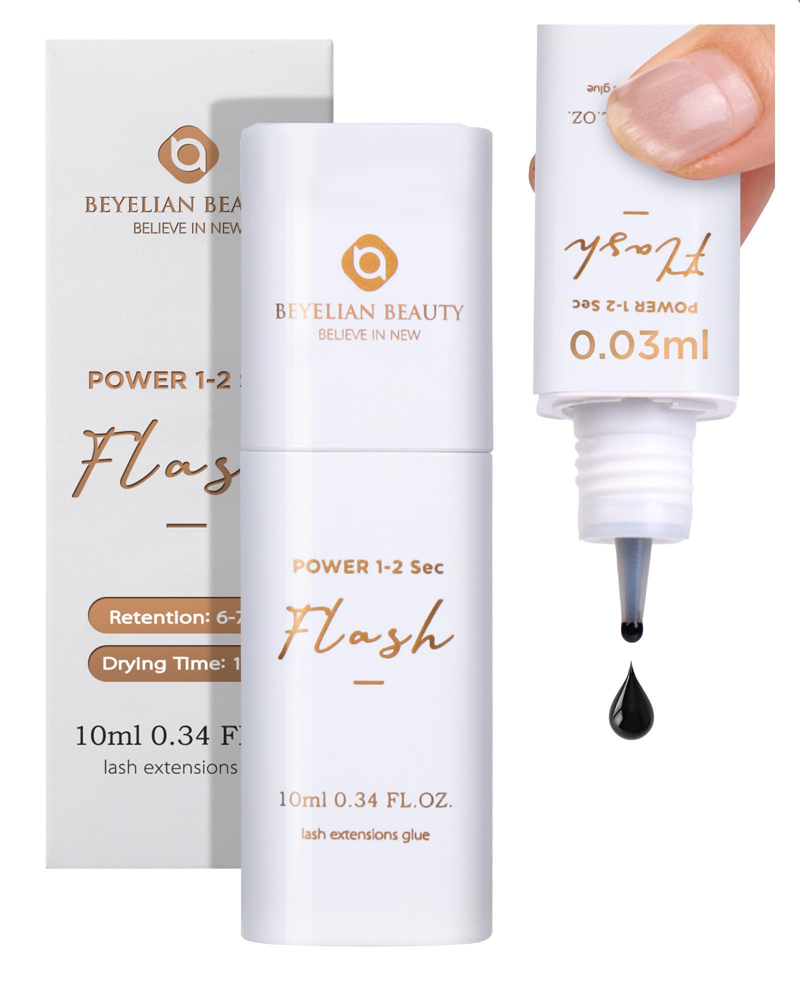 Professional Eyelash Extension Glue 10ml - Fast Drying 1 Second, Long Lasting 6-7 Weeks Retention - Smart Drop Technology for Classic & Volume Lashes (0.03ml per Drop) by BEYELIAN - Perfect for Salon Professionals & DIY Lash Artists at Home