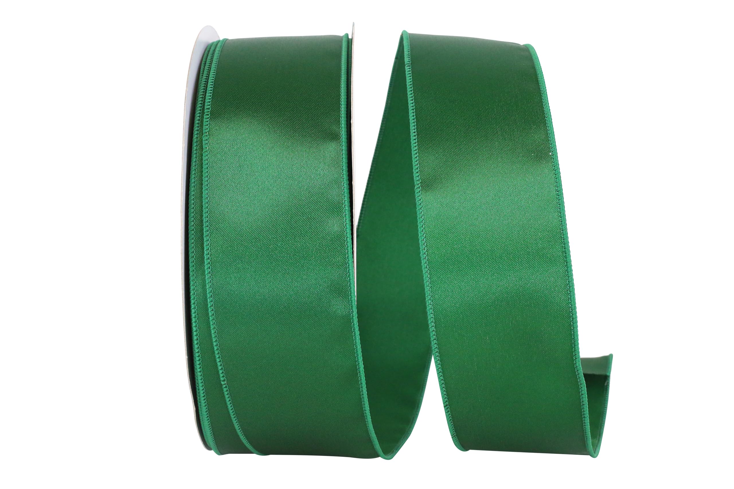 Reliant Premium Satin Wired Edge Ribbon - 2.5 Inch x 50 Yards, Emerald Green - Perfect for Gift Wrapping, Wedding Decorations & Craft Projects