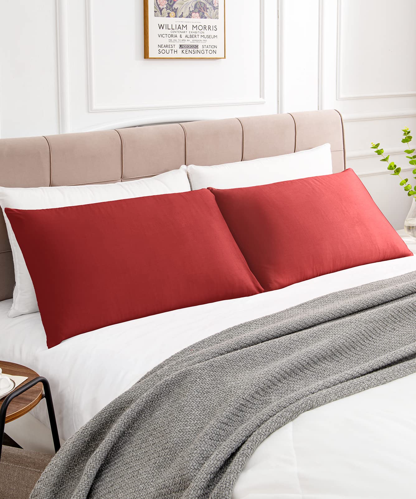 Premium 600 Thread Count King Size Pillowcases Set of 2 - 20x36 Inch Soft Long Staple Cotton with Envelope Closure (Wine Red) | Breathable Bedding for Hotels, Guest Rooms & Luxury Home Decor