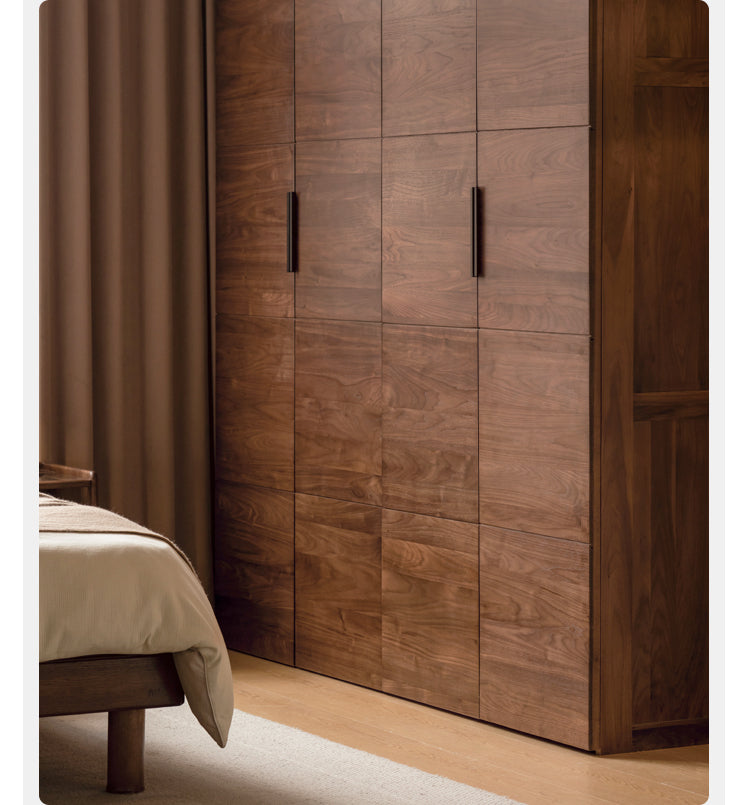 Premium Black Walnut Solid Wood Wardrobe & Storage Cabinet - Spacious Closet Organizer for Bedroom, Living Room, and Office